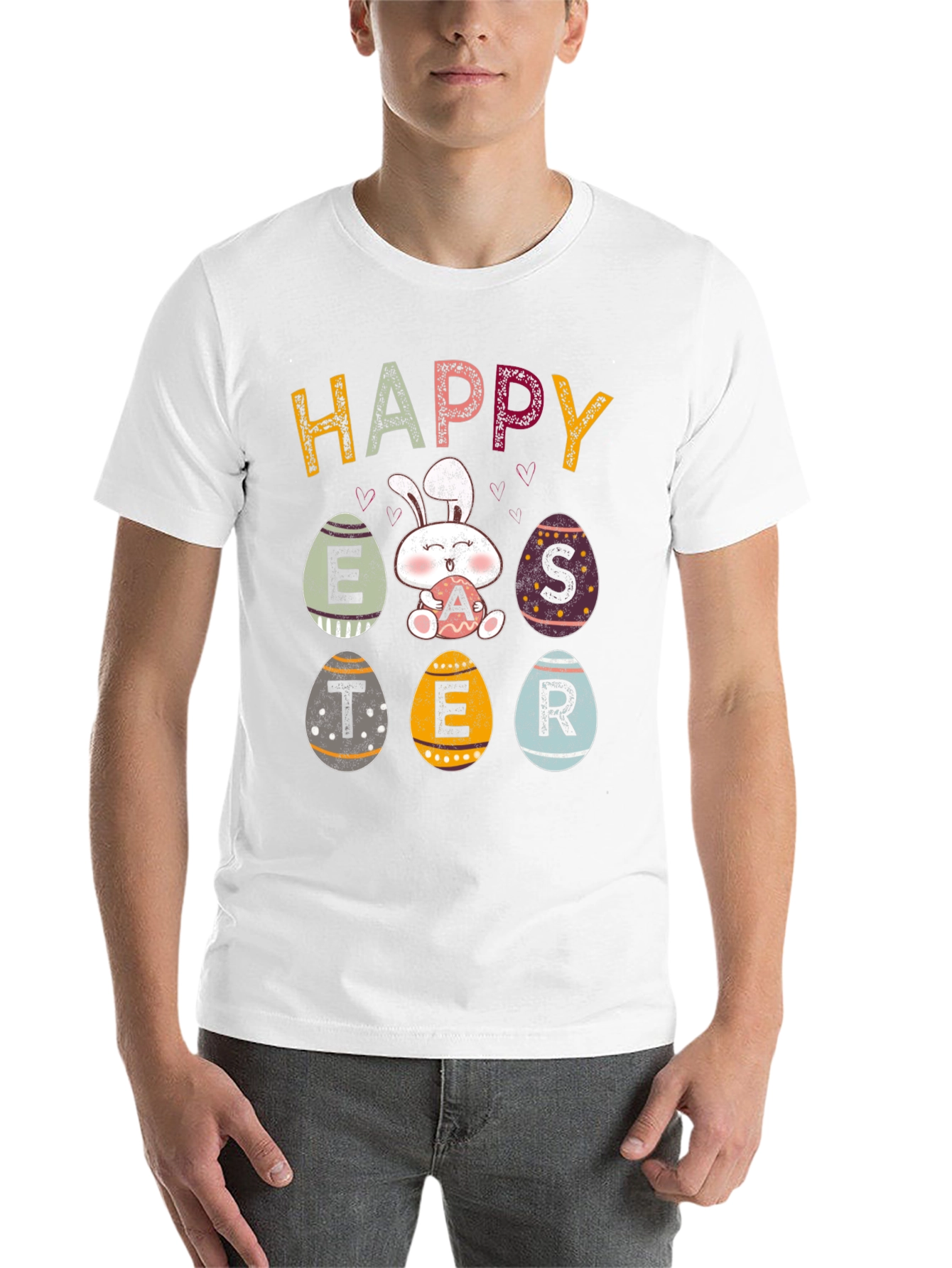 Black Happy Easter Bunny Egg T-Shirt view 14