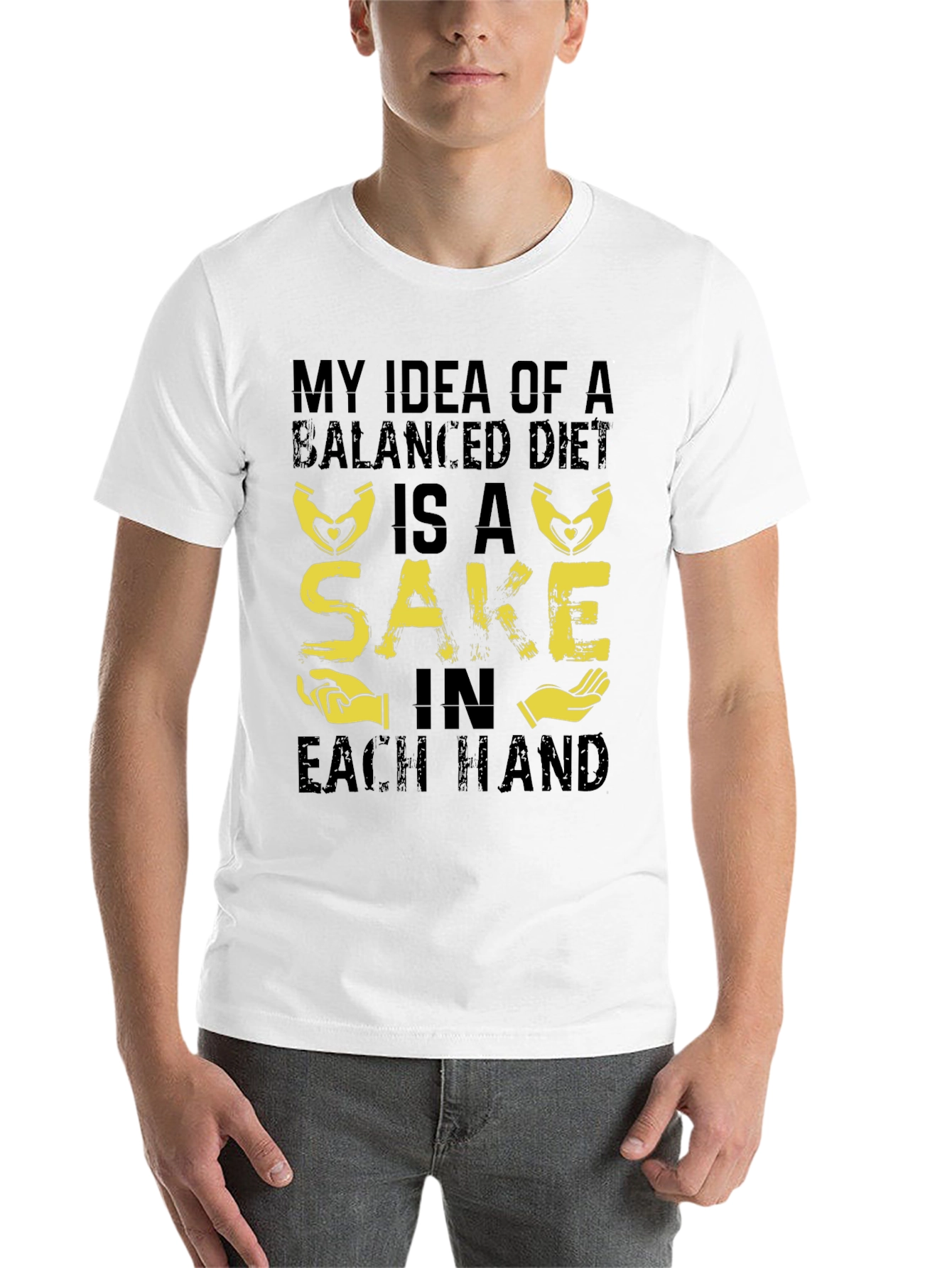 Black Balanced Diet Sake Hand T-Shirt - Funny Graphic Tee view 14