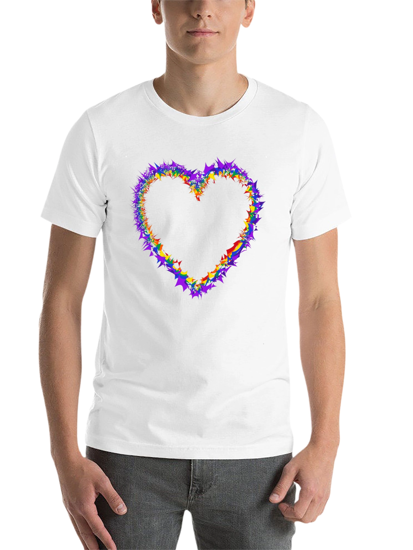 Black Rainbow Heart Graphic Tee - Black Cotton view 14
