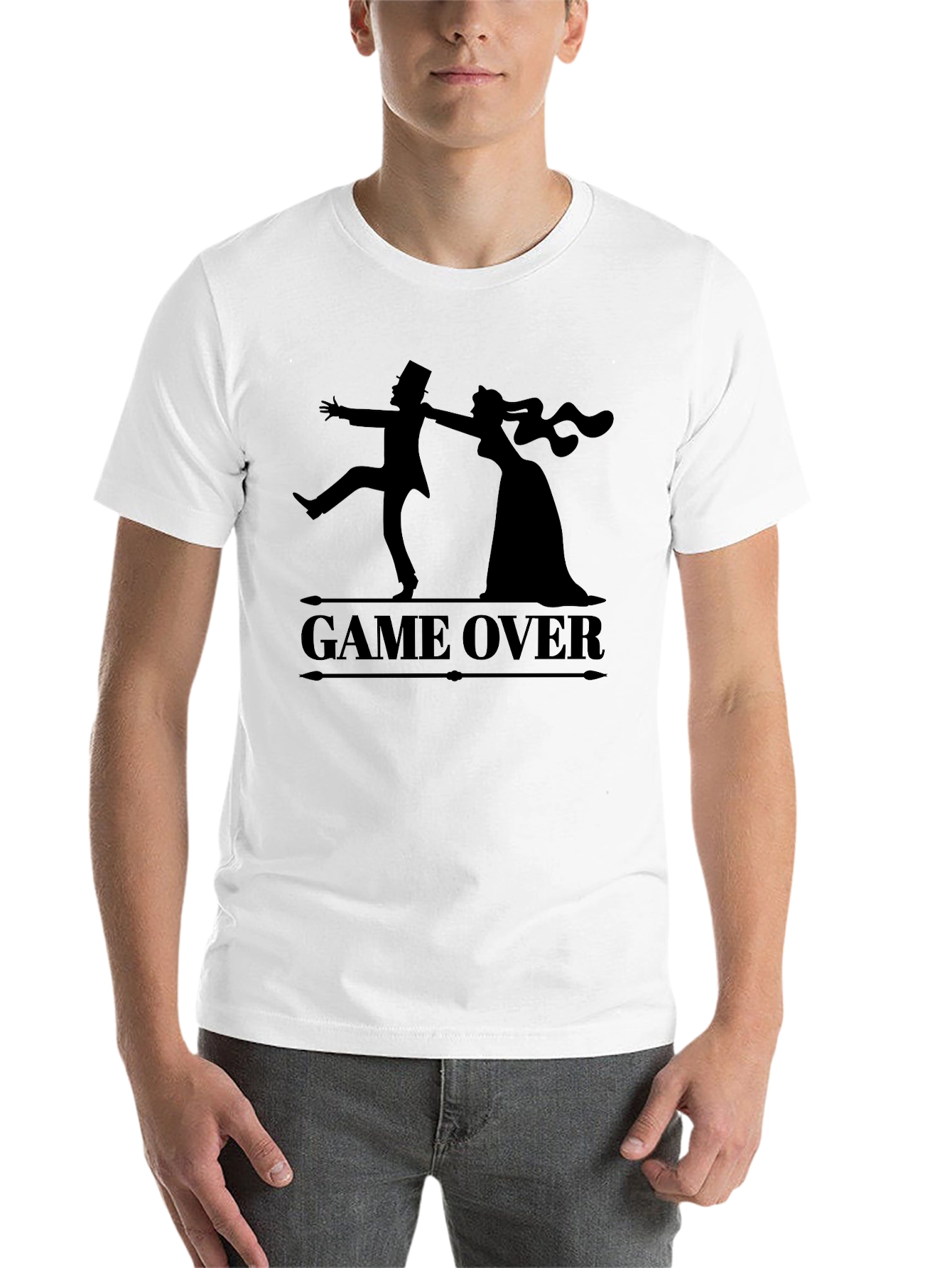 Game Over Bride & Groom Black T-Shirt - 14