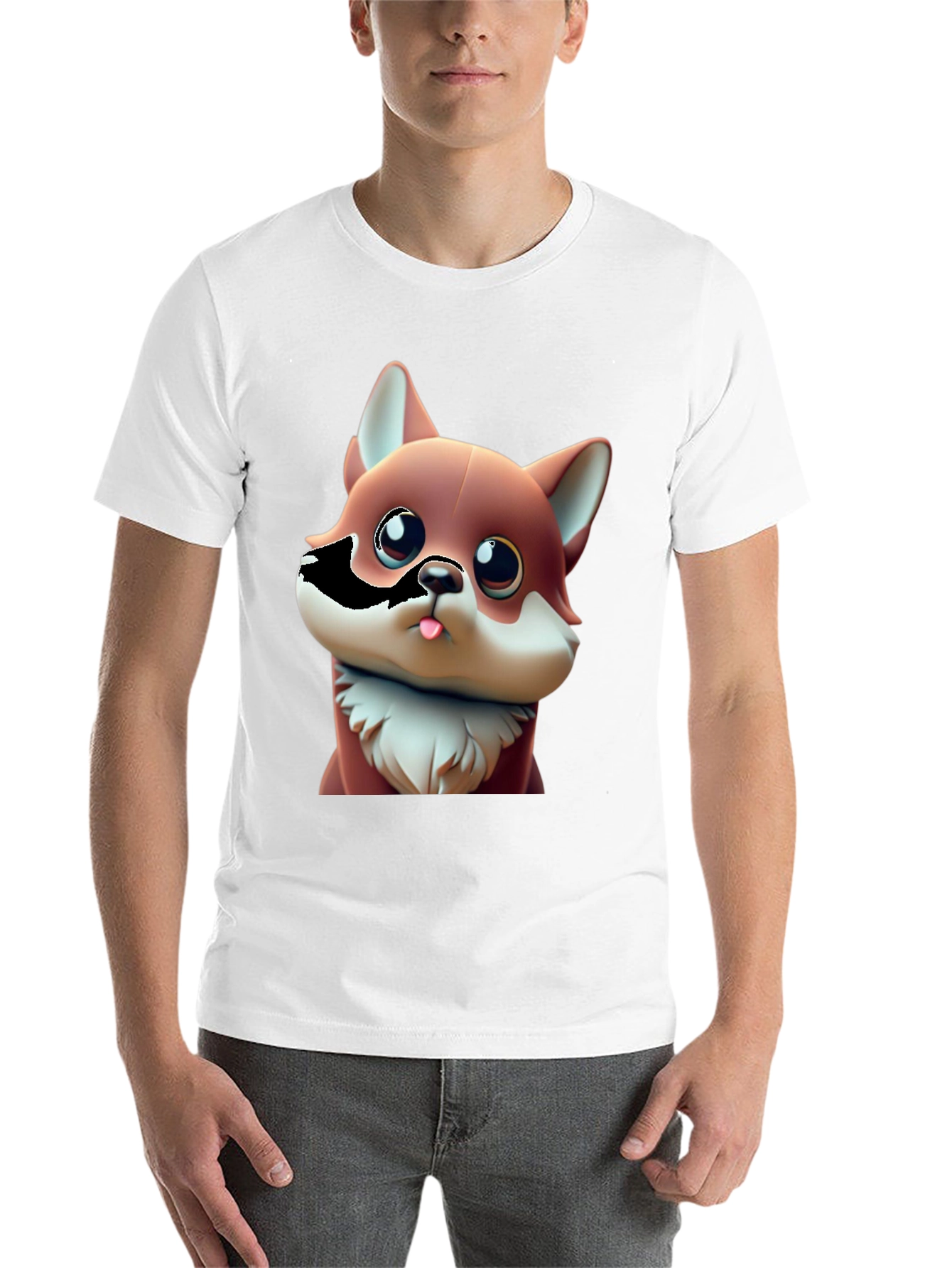 Black Cartoon Fox Black T-Shirt - Cute Animal Tee view 14