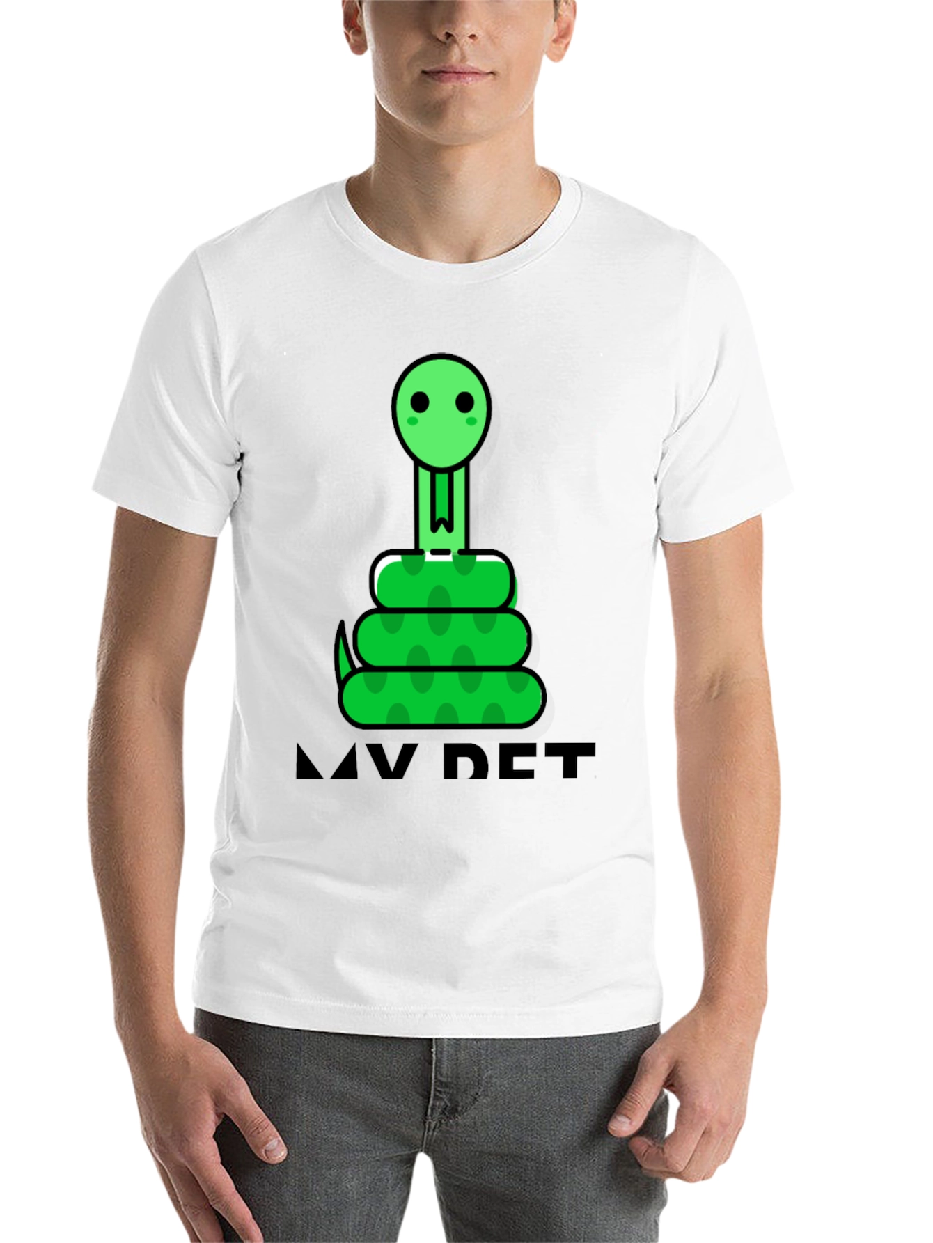 Black Cute Cartoon Snake Graphic Tee - "My Pet" view 14
