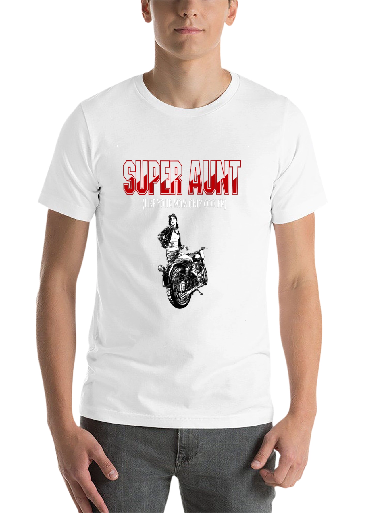 Black Super Aunt T-Shirt: Motorcycle Design, Cool Aunt Gift view 14
