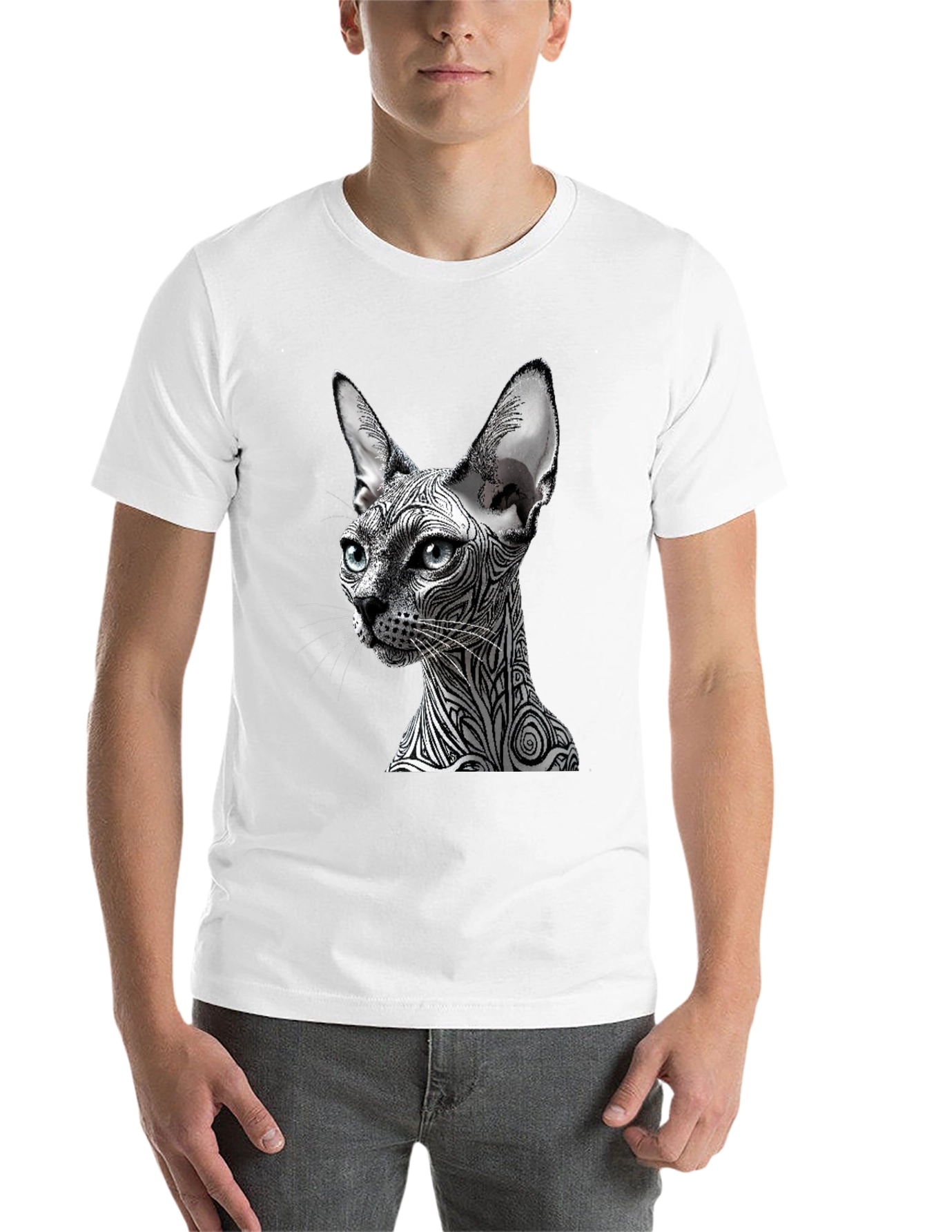 Black Unique Cat Graphic T-Shirt - Stylish Black Tee view 14