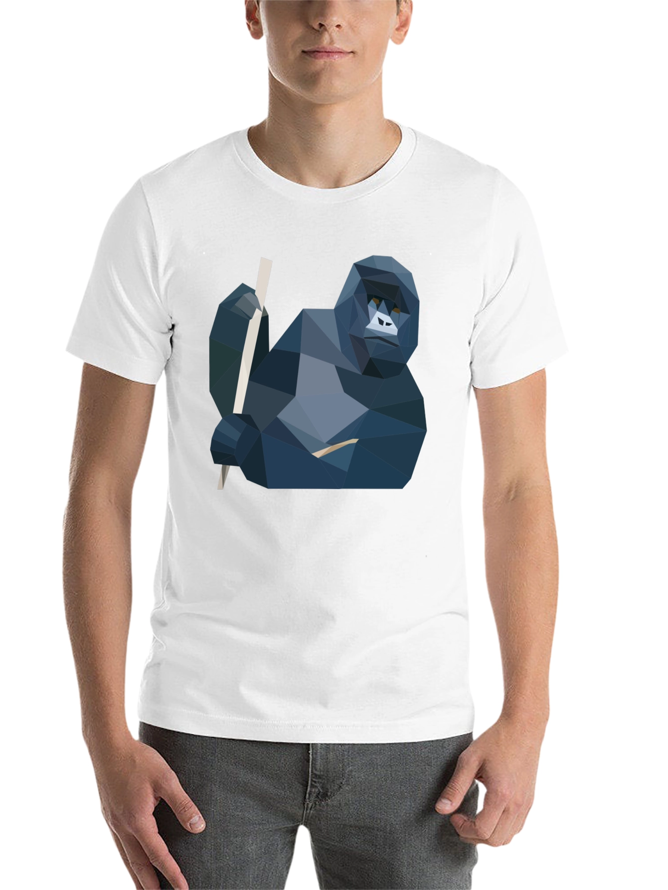 Black Geometric Gorilla Graphic Tee - Modern Animal Print Shirt view 14