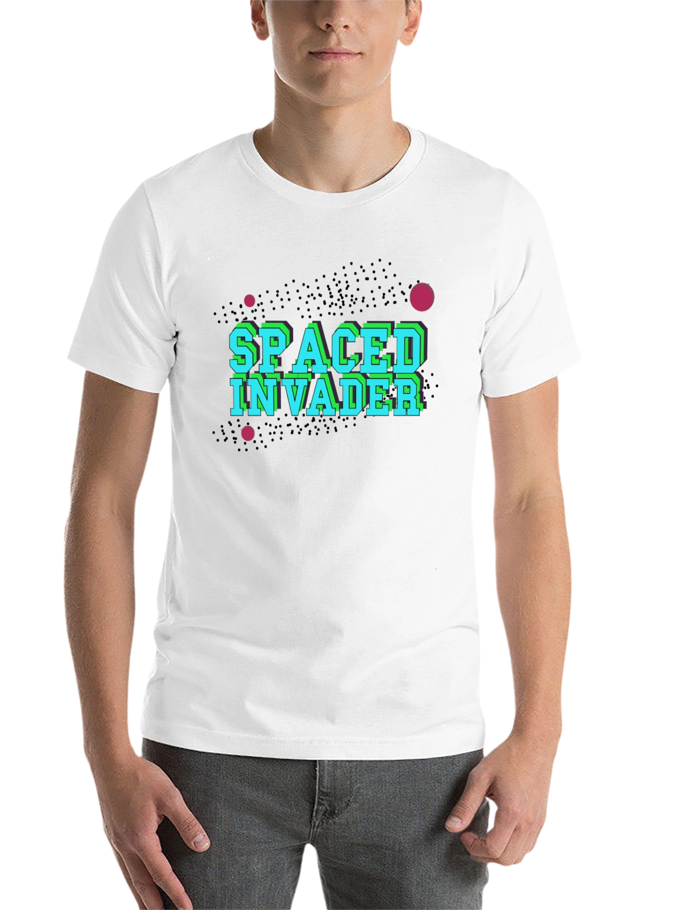 Black Spaced Invader Black T-Shirt - Retro Gaming view 14