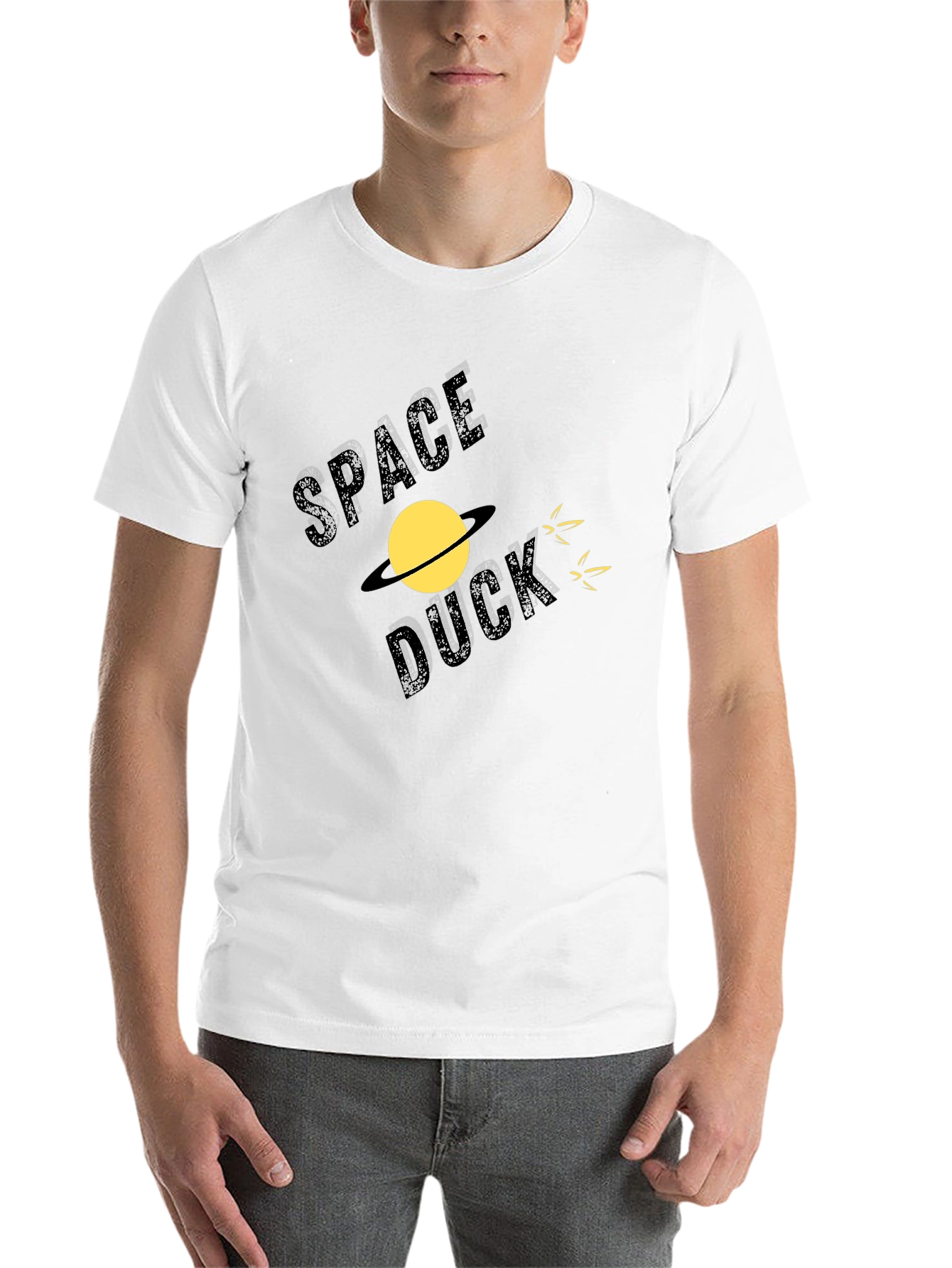 Black Space Duck T-Shirt - Novelty Graphic Tee view 14