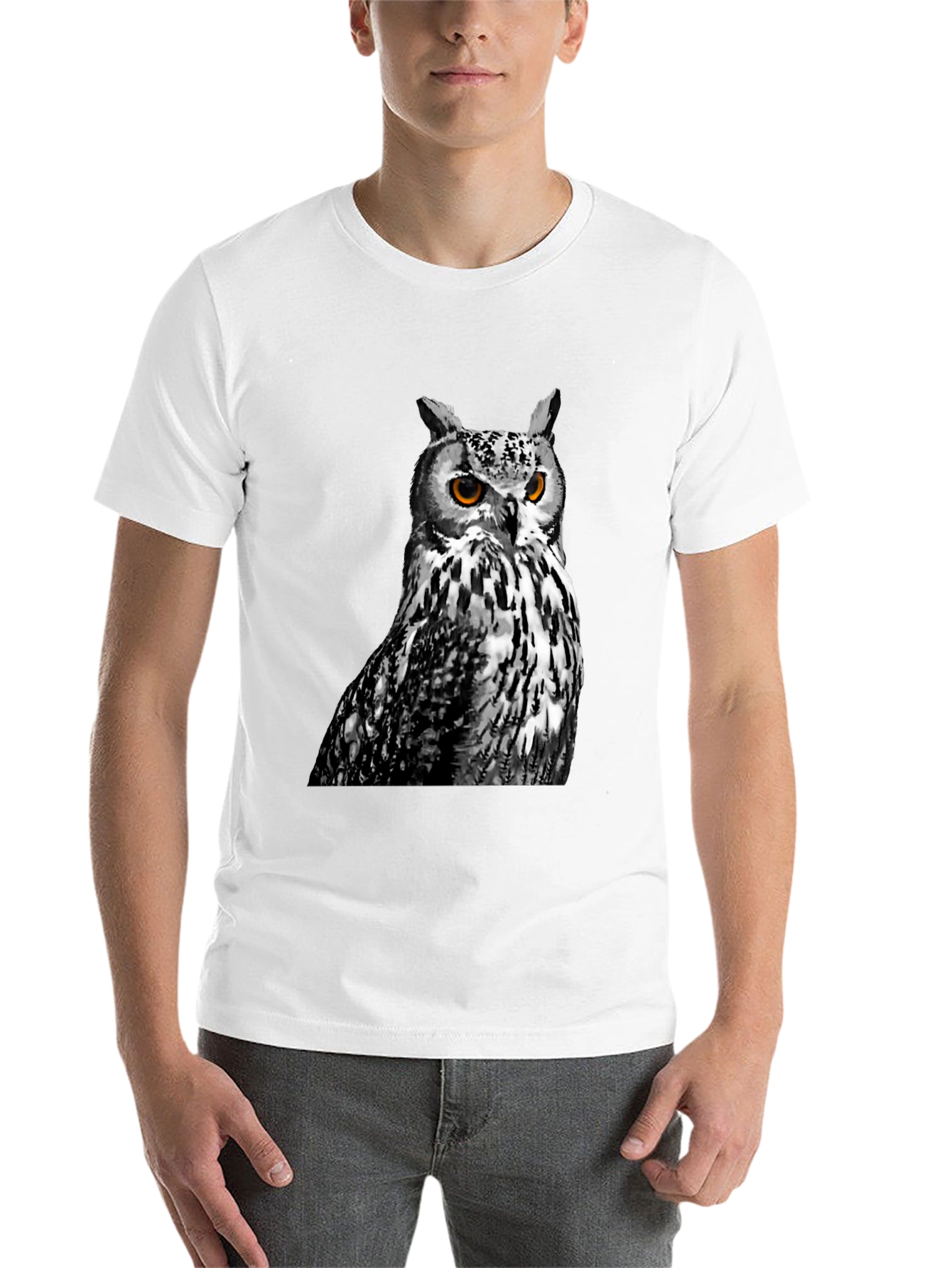 Black Owl Graphic Print Crew Neck T-Shirt view 14