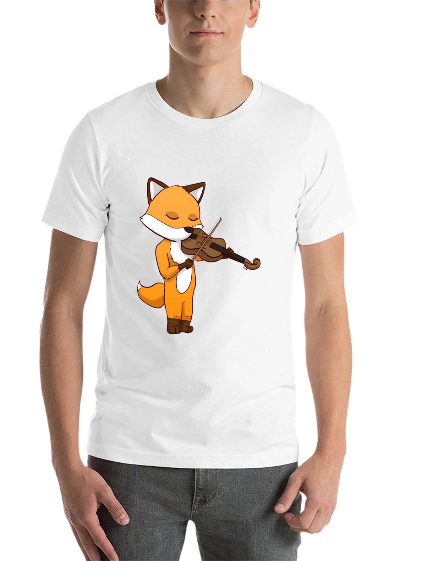 Black Fox Violinist Graphic Tee - Unisex Cotton T-Shirt view 14