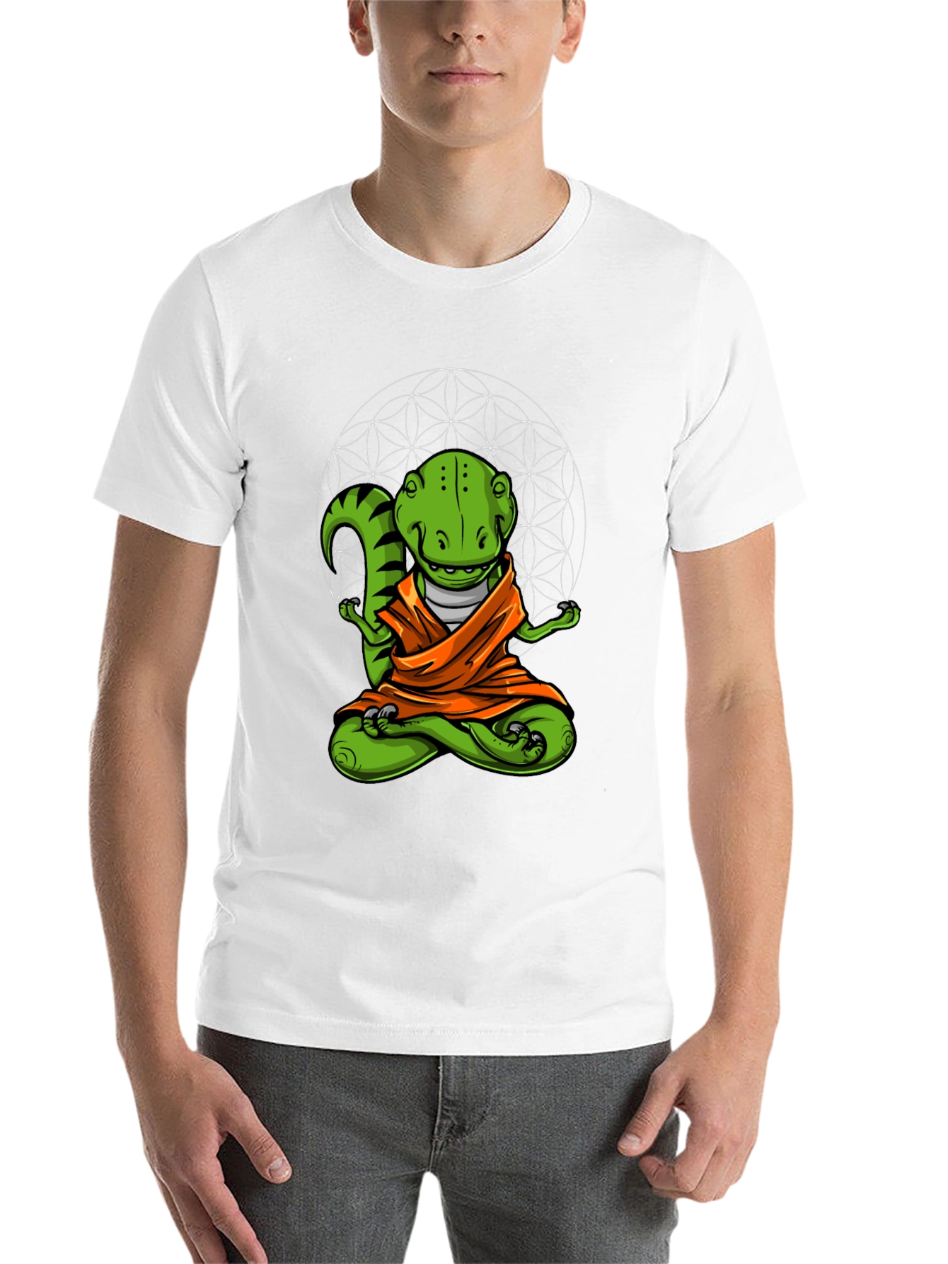 Black Zen Dino T-Shirt - Meditating Reptile Tee view 14