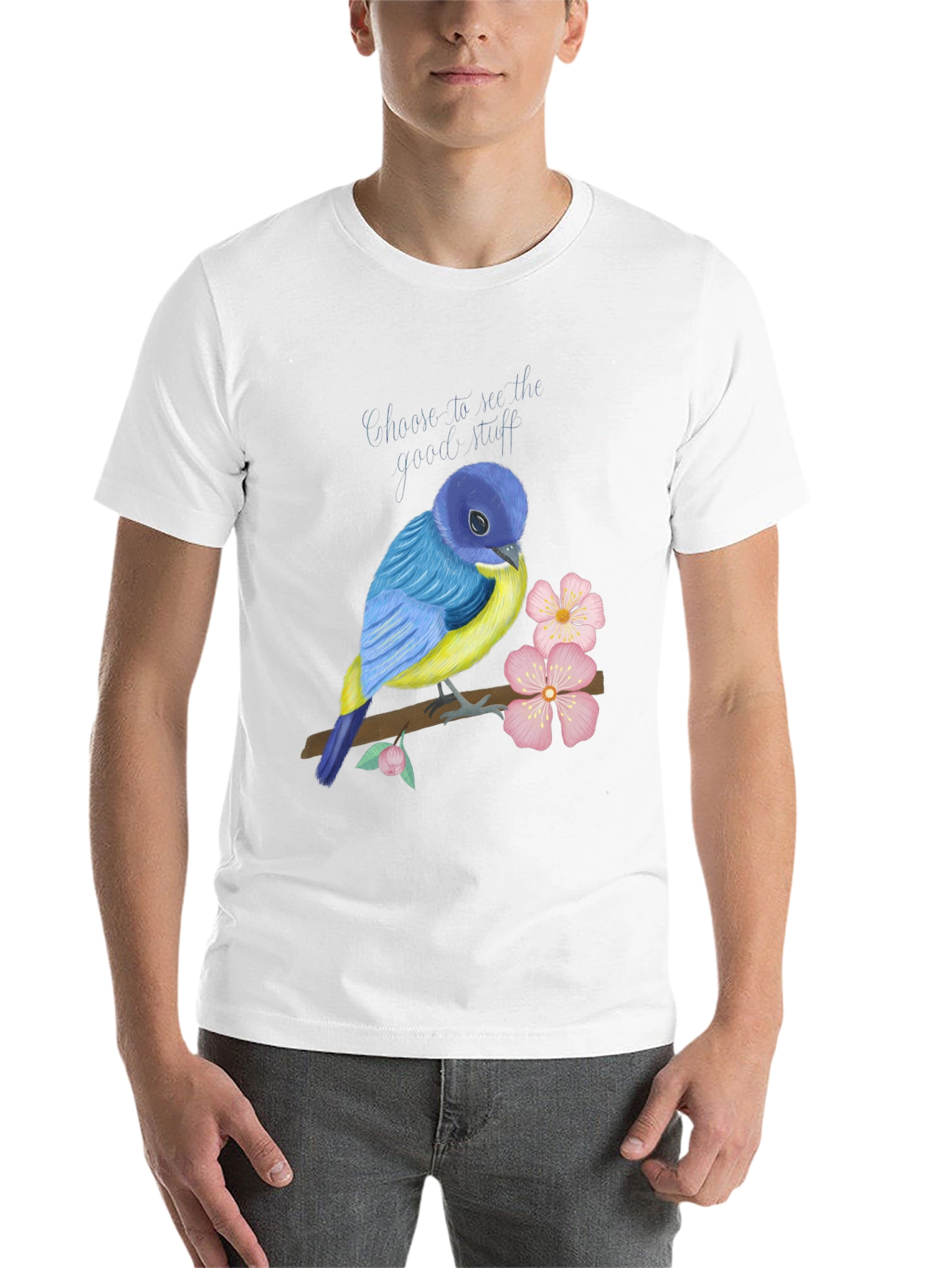Black Blue Bird Graphic T-Shirt - Choose to See the Good view 14