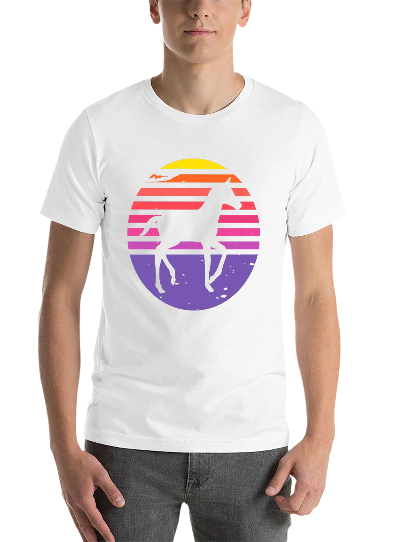 Black Retro Horse Sunset Graphic T-Shirt view 14