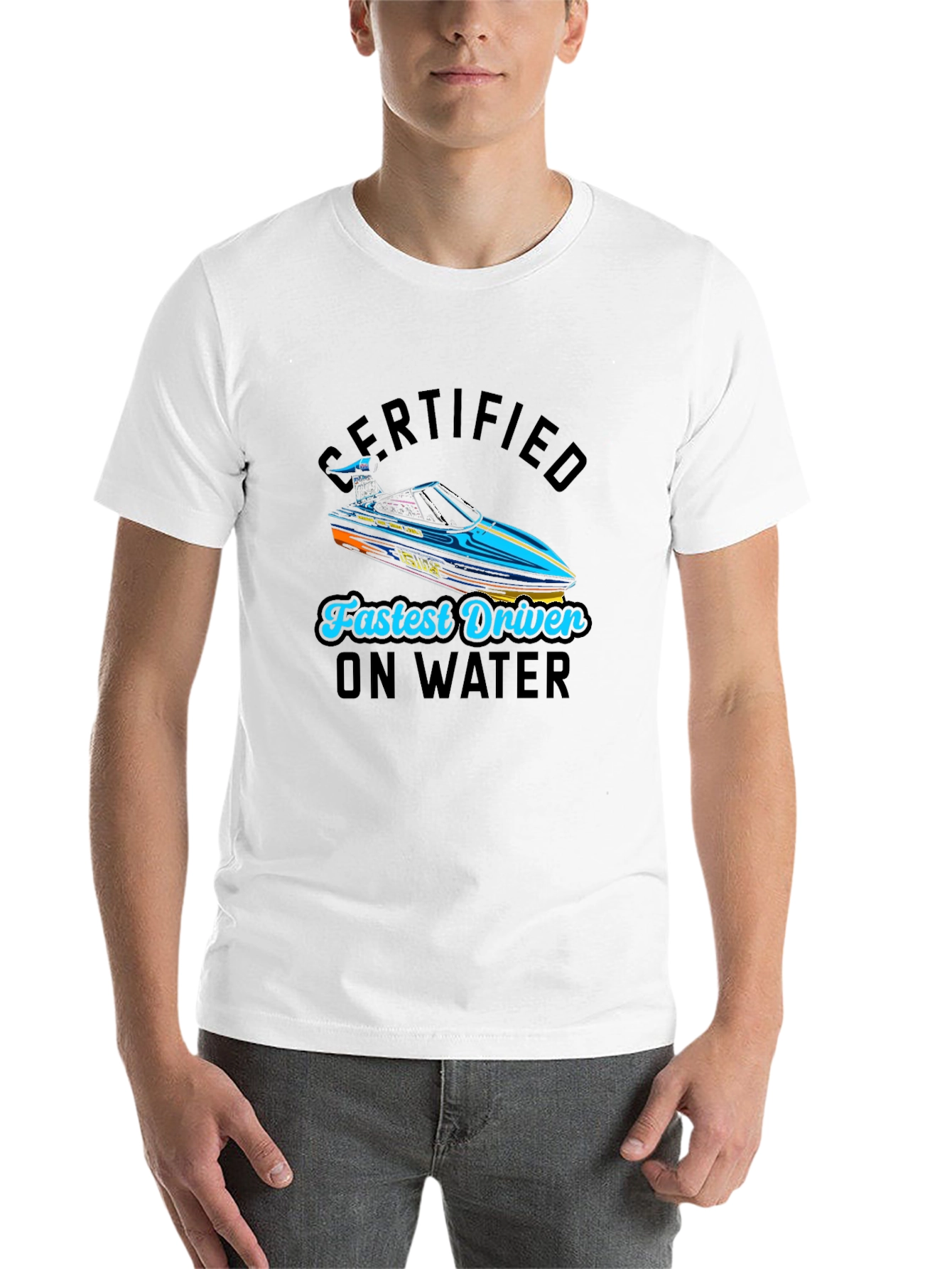 Black Certified Fastest Driver on Water T-Shirt view 14