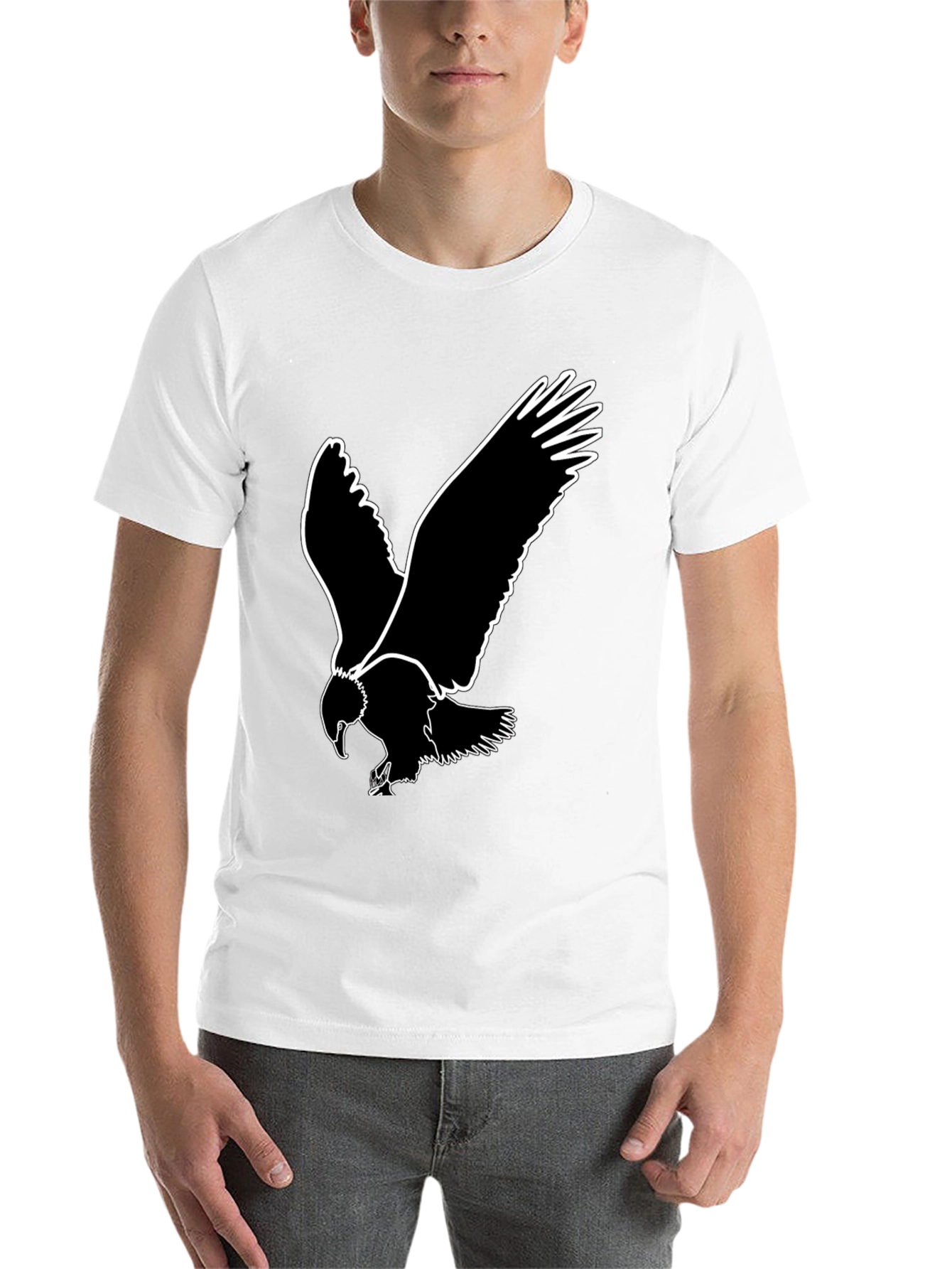Black Bold Eagle Graphic Tee - Black Cotton T-Shirt view 14