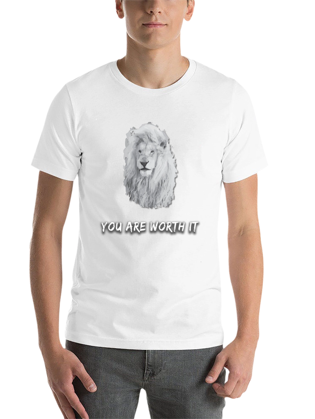 Black Lion Graphic Tee - "You Are Worth It" Unisex T-Shirt view 14