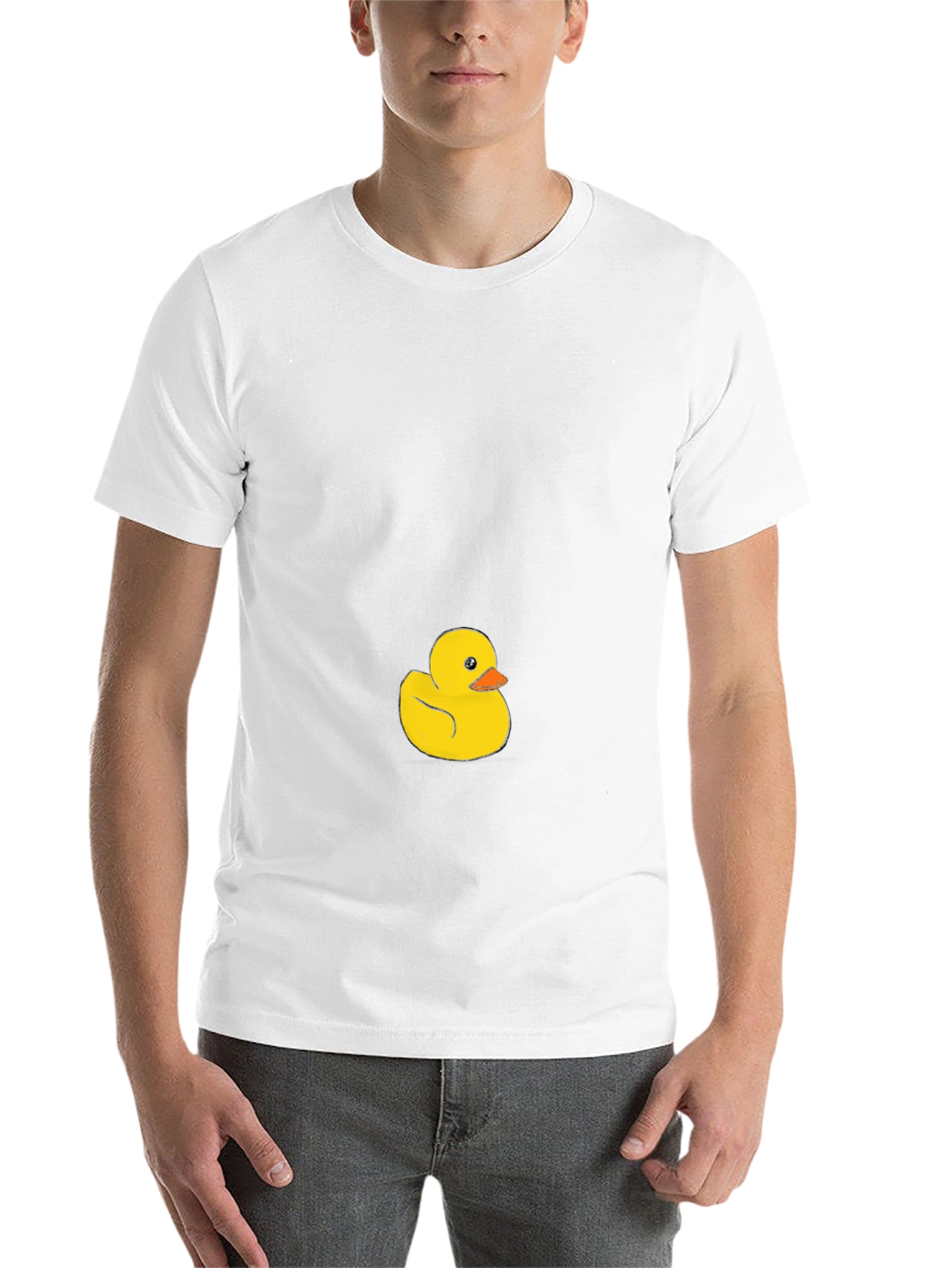 Black Men's Black T-Shirt with Cute Rubber Duck Graphic view 14