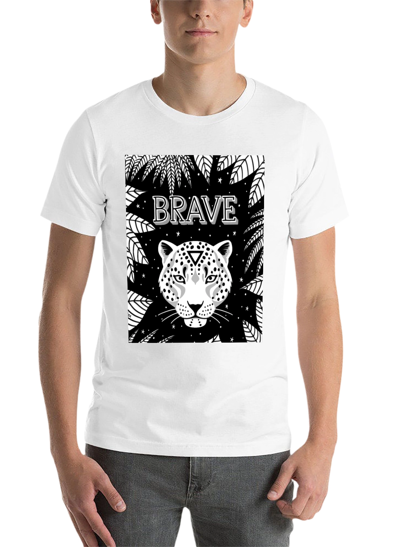 Black Brave Leopard Graphic Tee - Black Crew Neck view 14