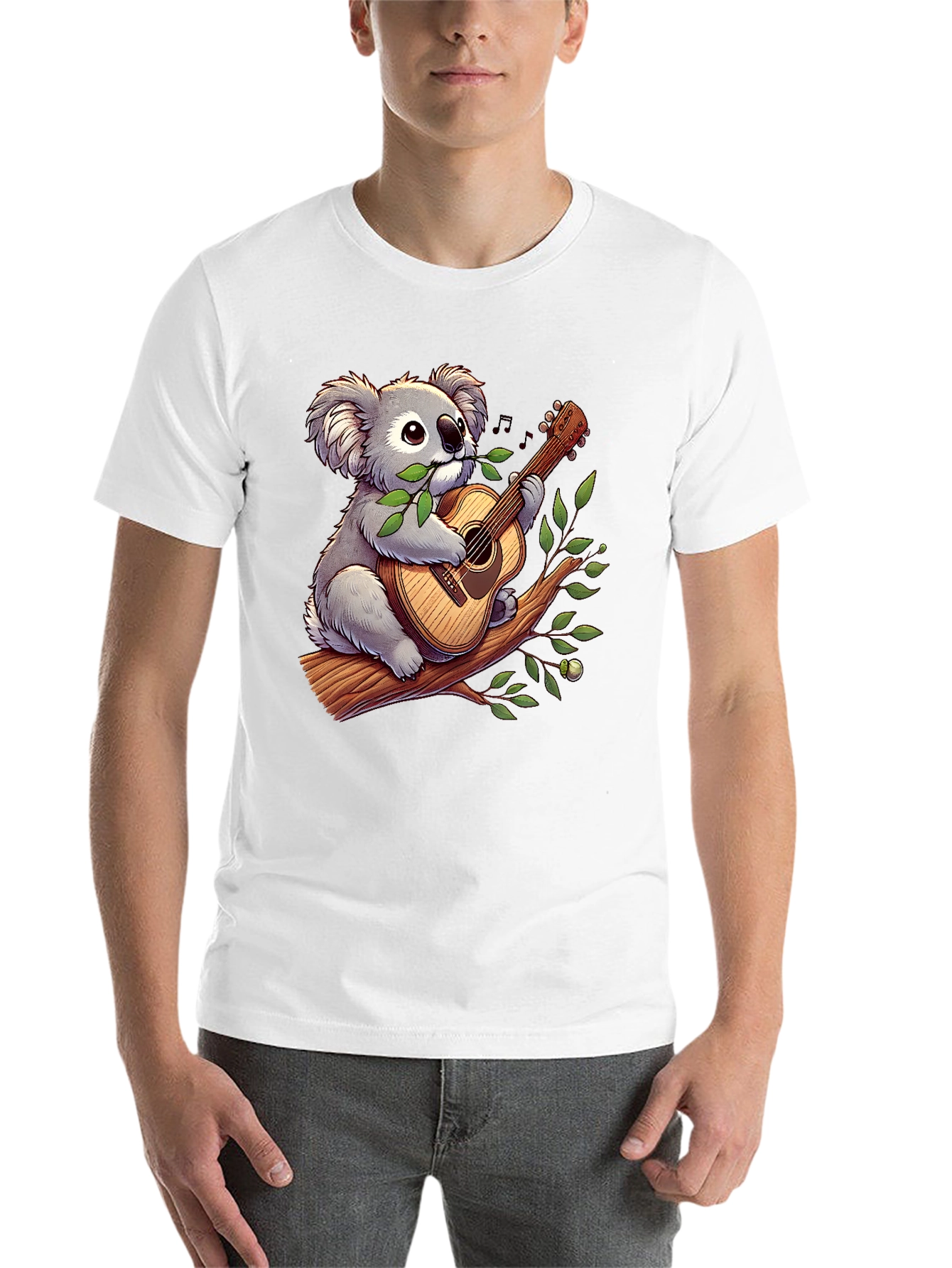 Black Koala Guitar Player Graphic T-Shirt view 14
