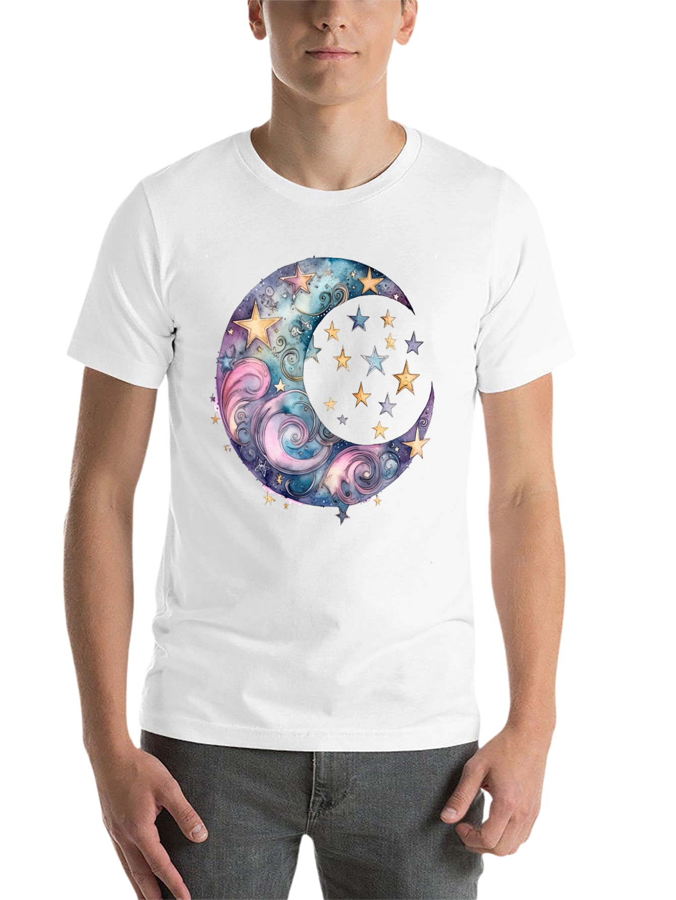 Black Celestial Moon and Stars Graphic Tee - Black view 14