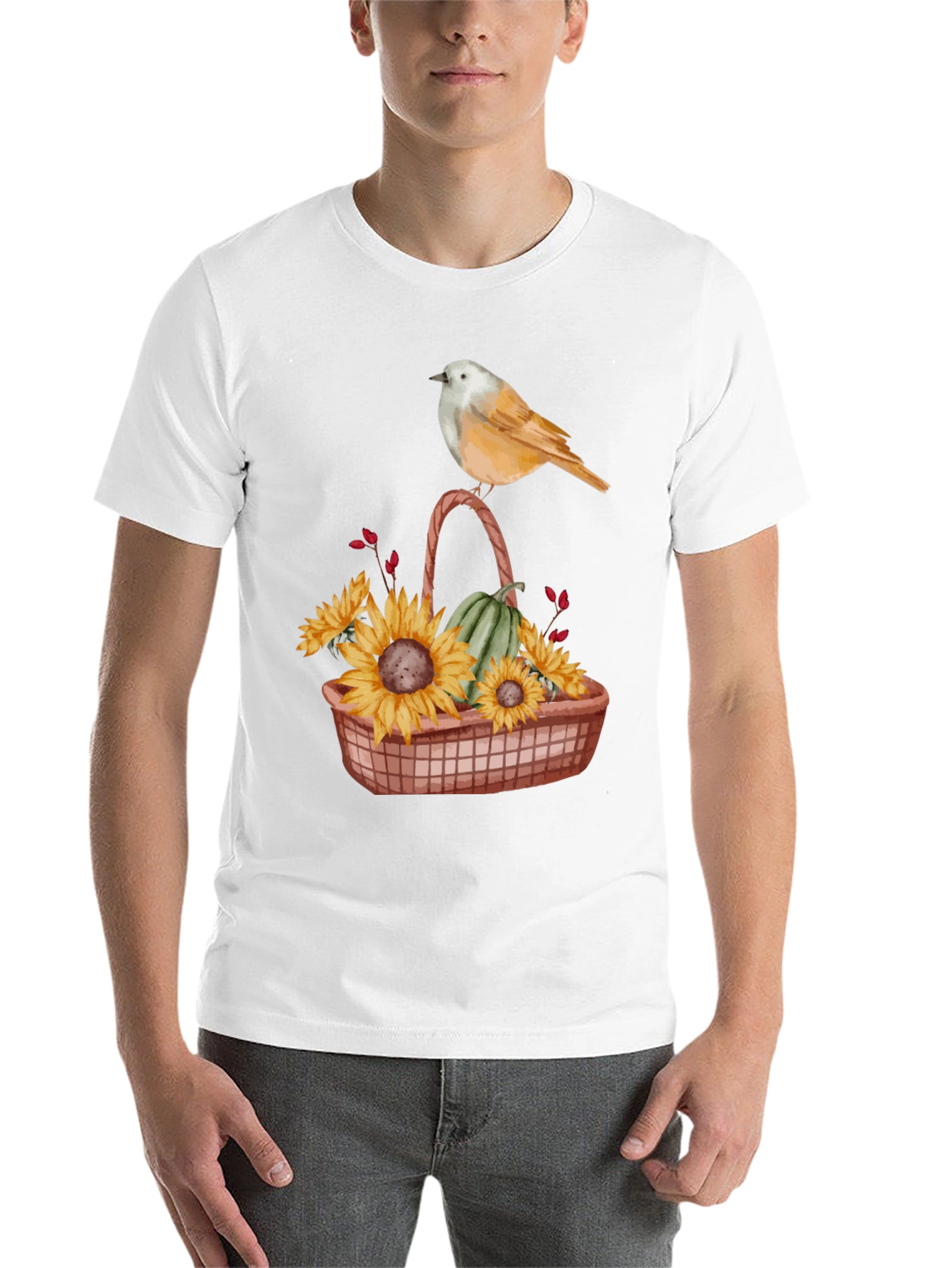 Bird & Basket of Sunflowers Graphic Tee - 14