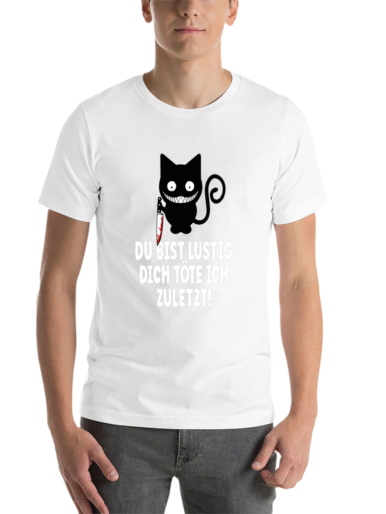 Black Creepy Cat Knife T-Shirt: Du Bist Lustig... view 14
