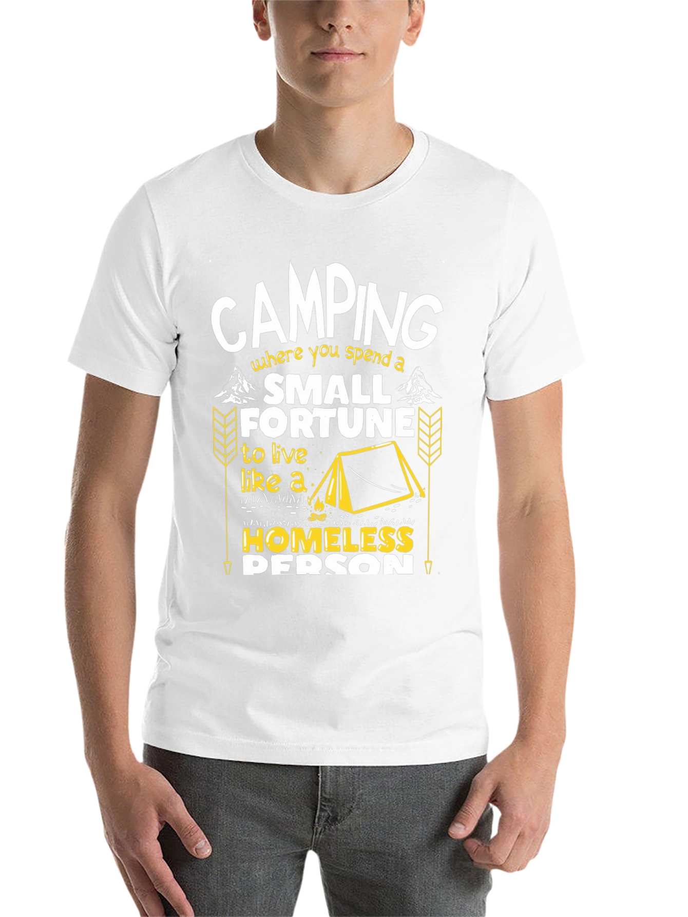 Black Camping Small Fortune Humor Graphic Tee view 14
