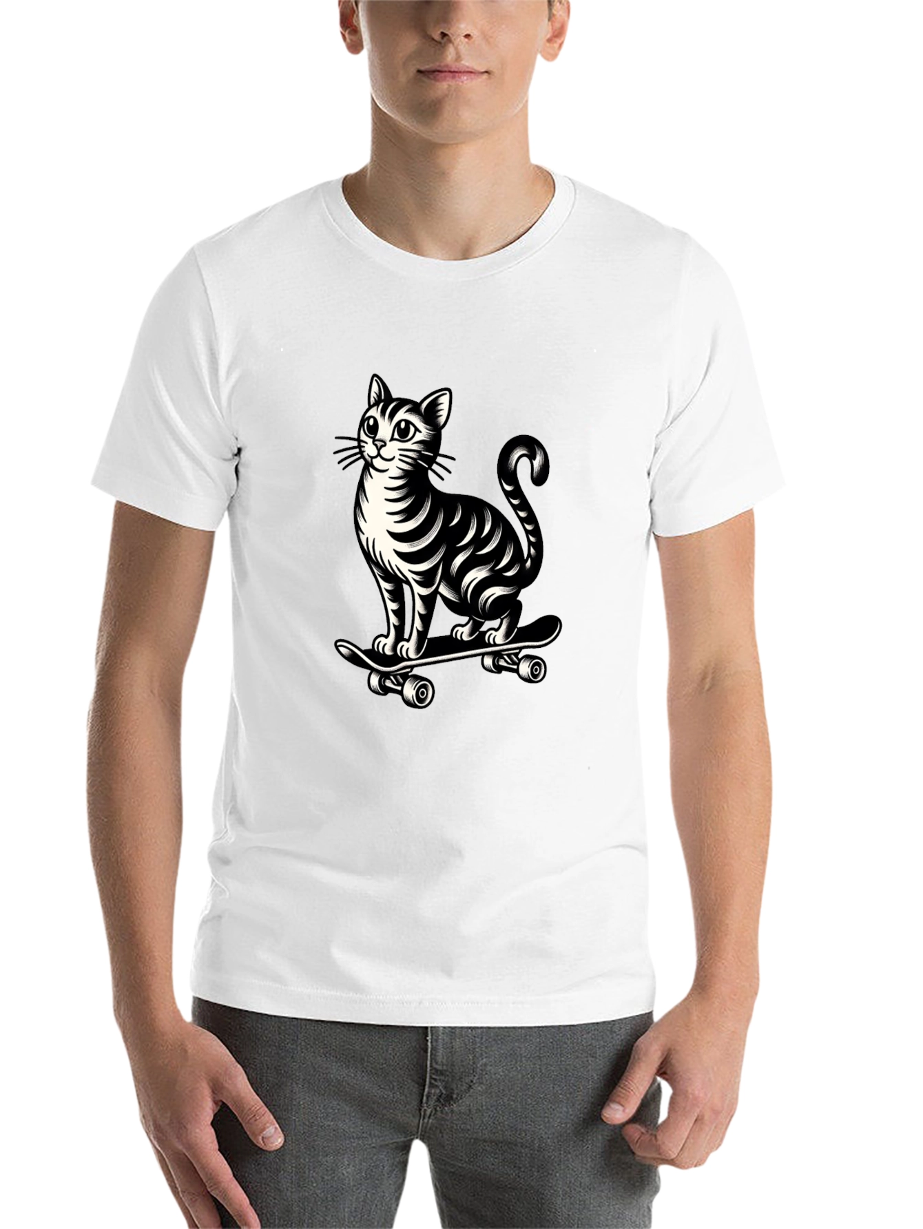 Black Cat on Skateboard Graphic Tee - Cool & Unique Design view 14