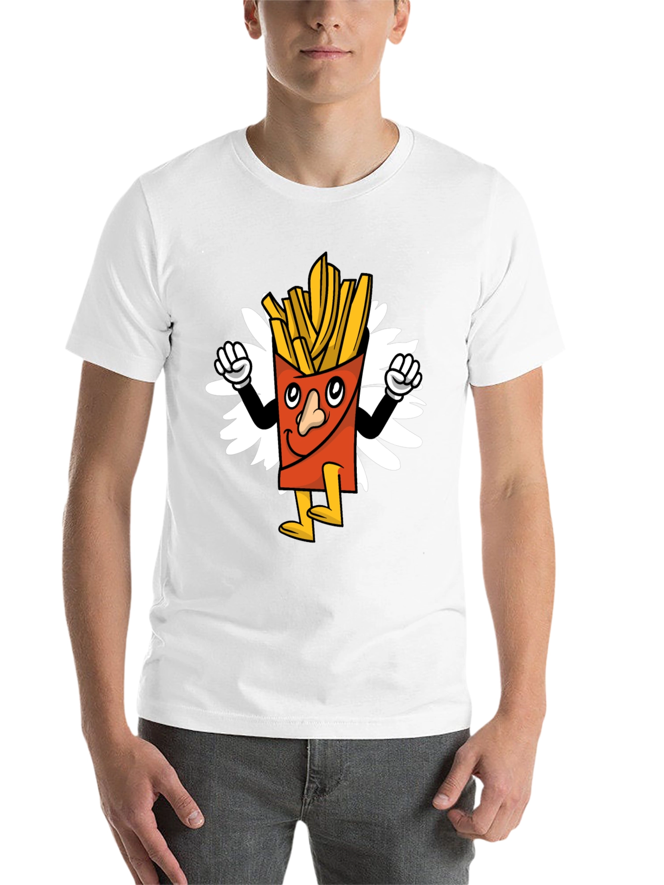 Black Cartoon Fries Graphic Tee - Black Casual T-Shirt view 14