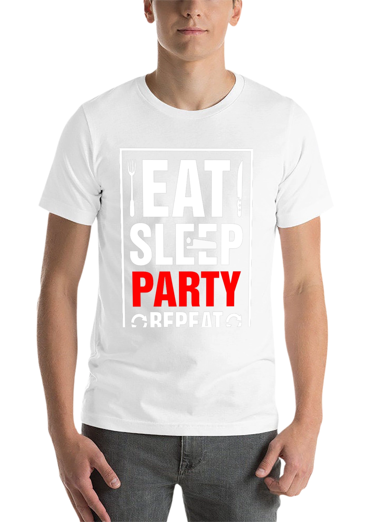 Eat Sleep Party Repeat T-Shirt - Black - 14