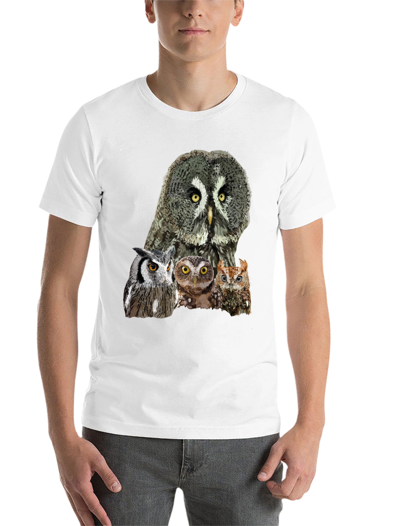 Owl Portrait Graphic T-Shirt - Men's Black Tee - 14