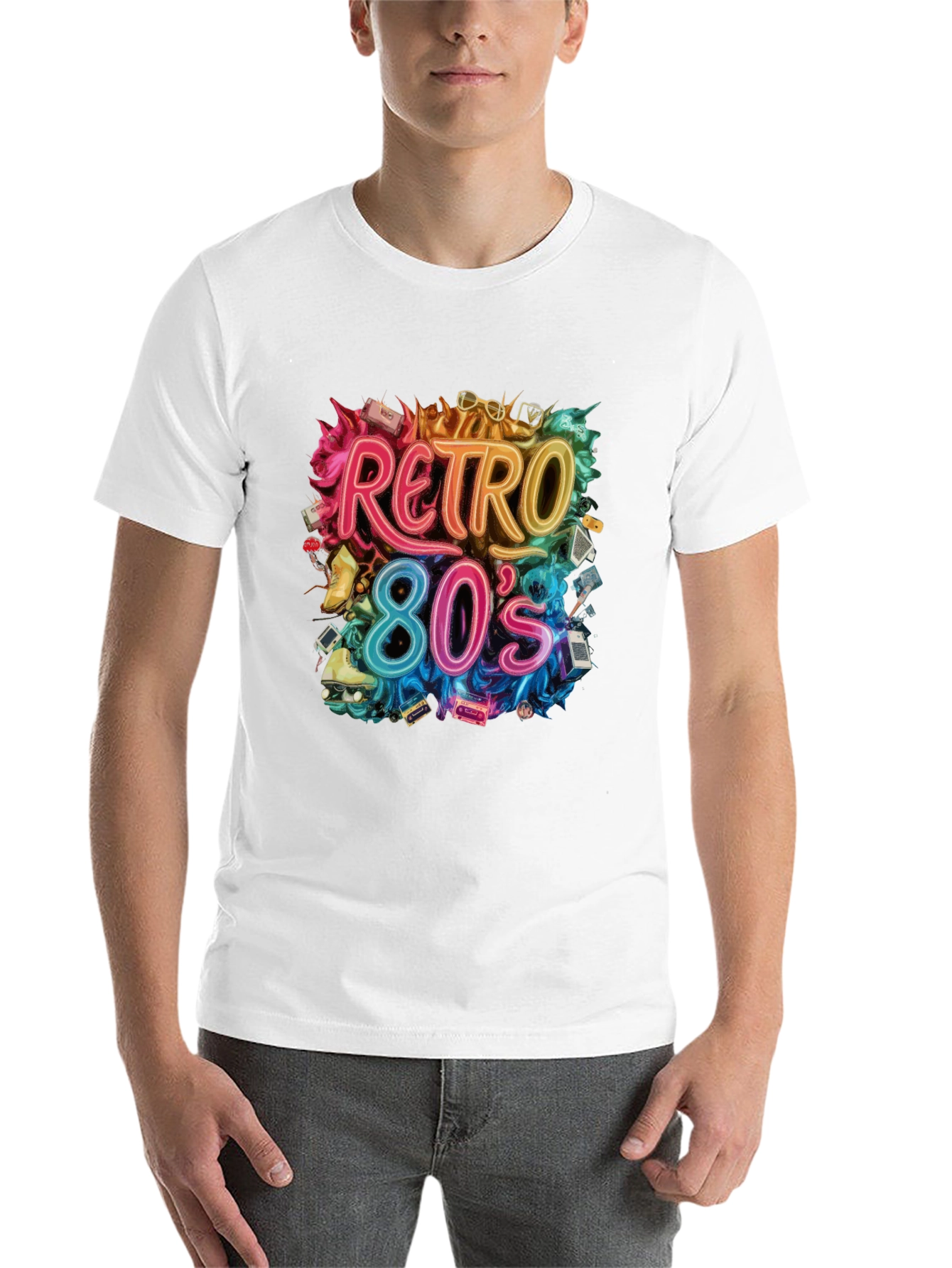 Black Retro 80s Graphic Tee - Nostalgic Style view 14