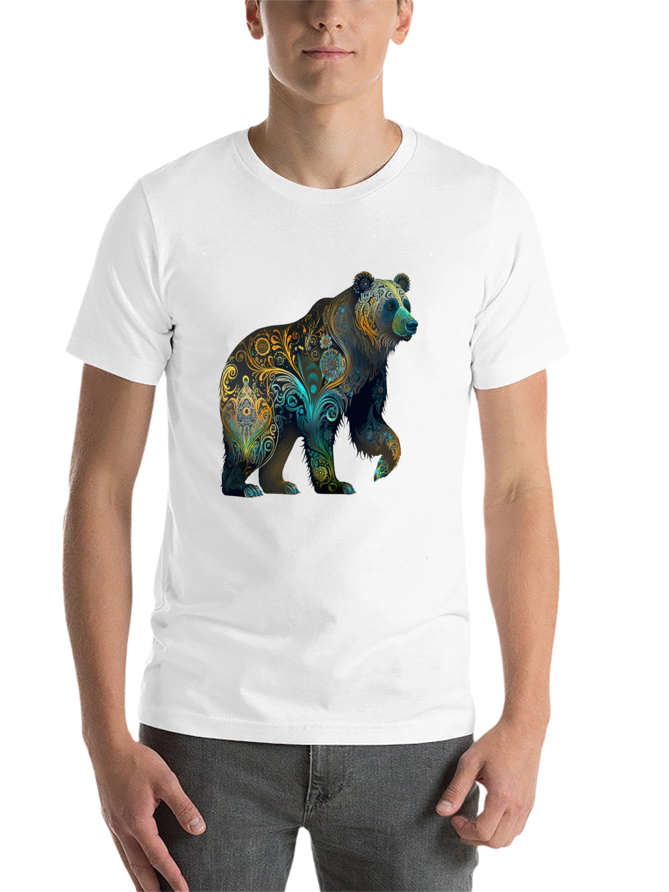 Black Floral Bear Graphic Tee - Black view 14
