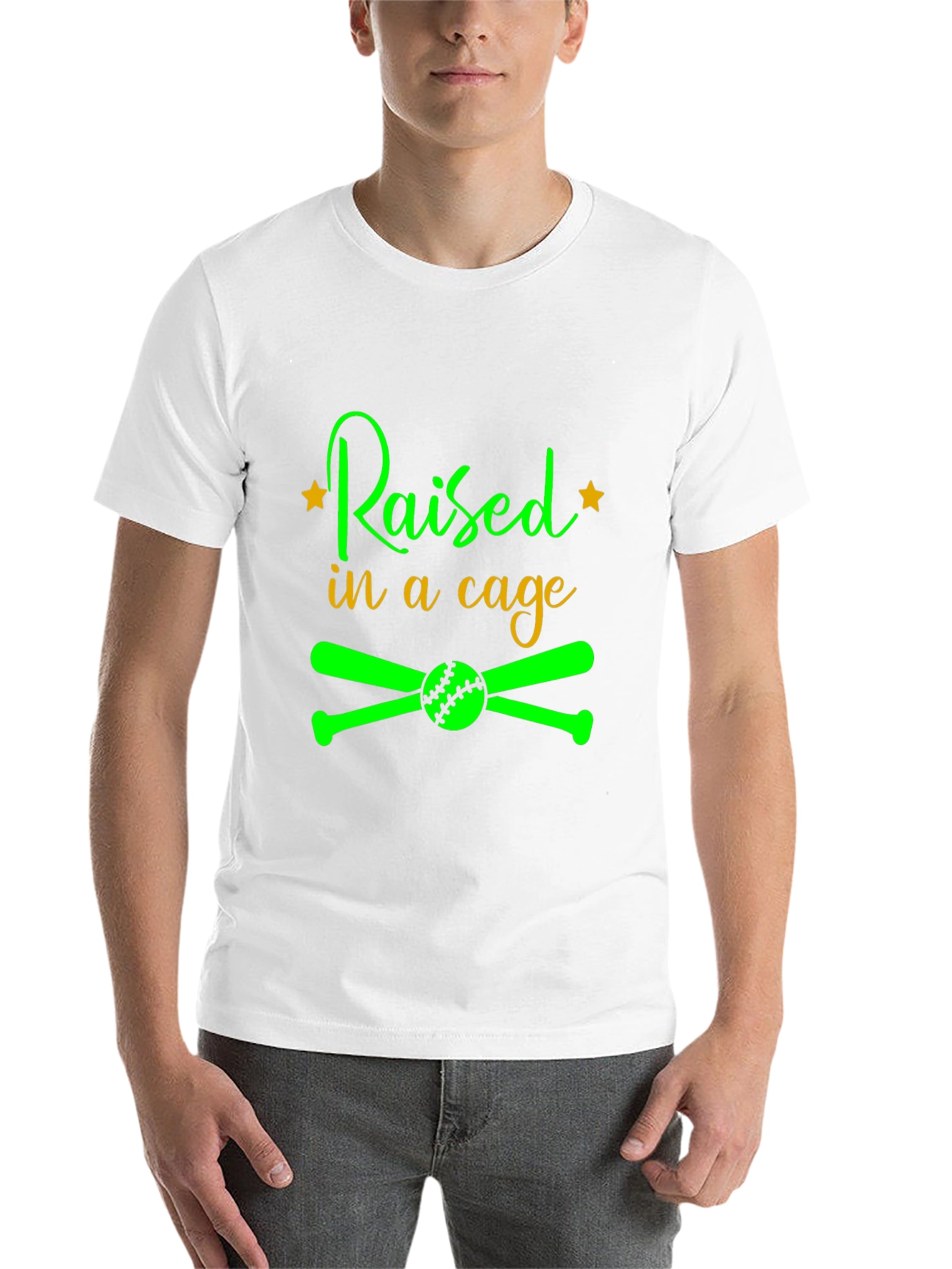 Raised in a Cage Baseball T-Shirt - 14