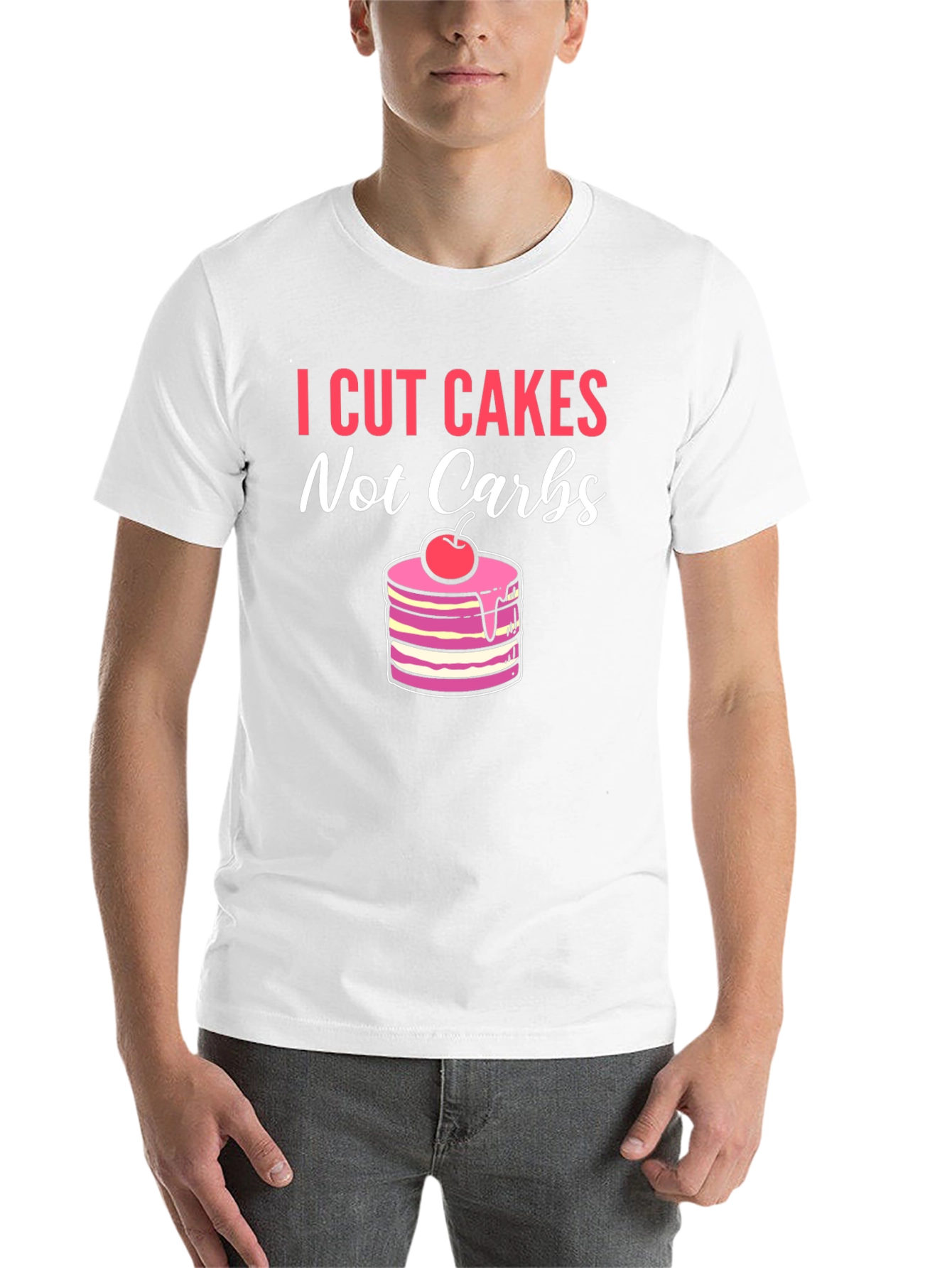 Black I Cut Cakes Not Carbs Funny T-Shirt view 14
