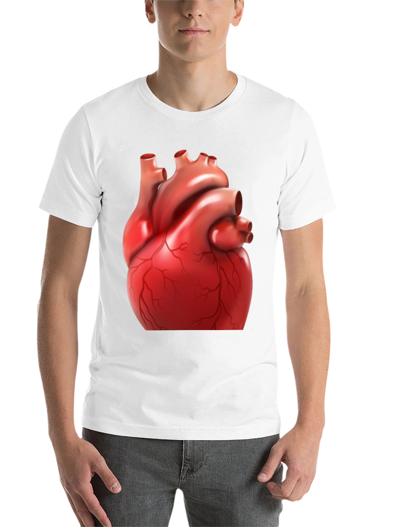 Black Anatomical Heart Graphic Tee - Black Cotton Blend Shirt view 14