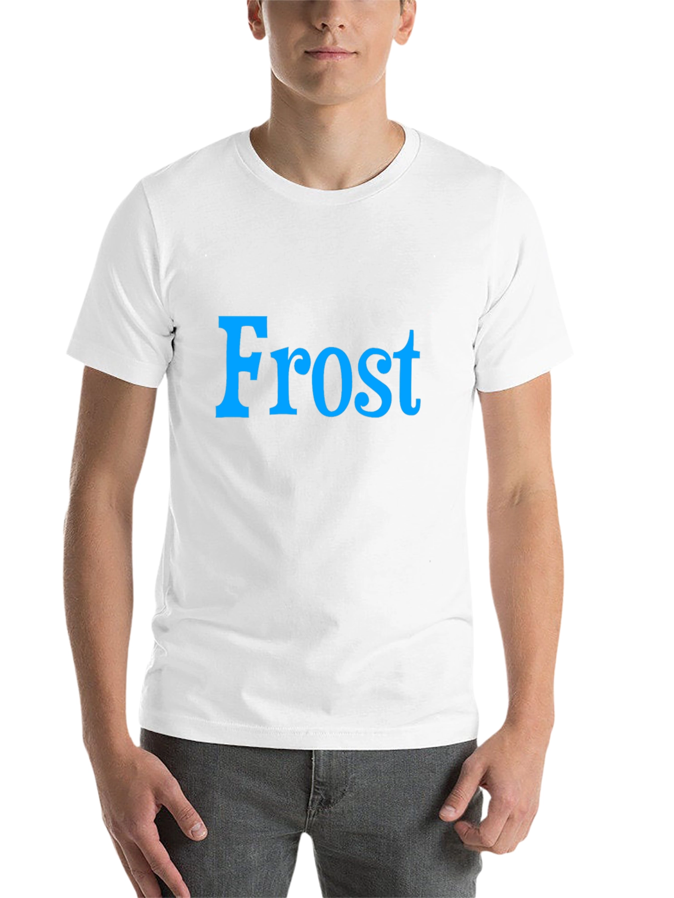 Black Frost Graphic Tee - Cool Blue Text on Black Shirt view 14