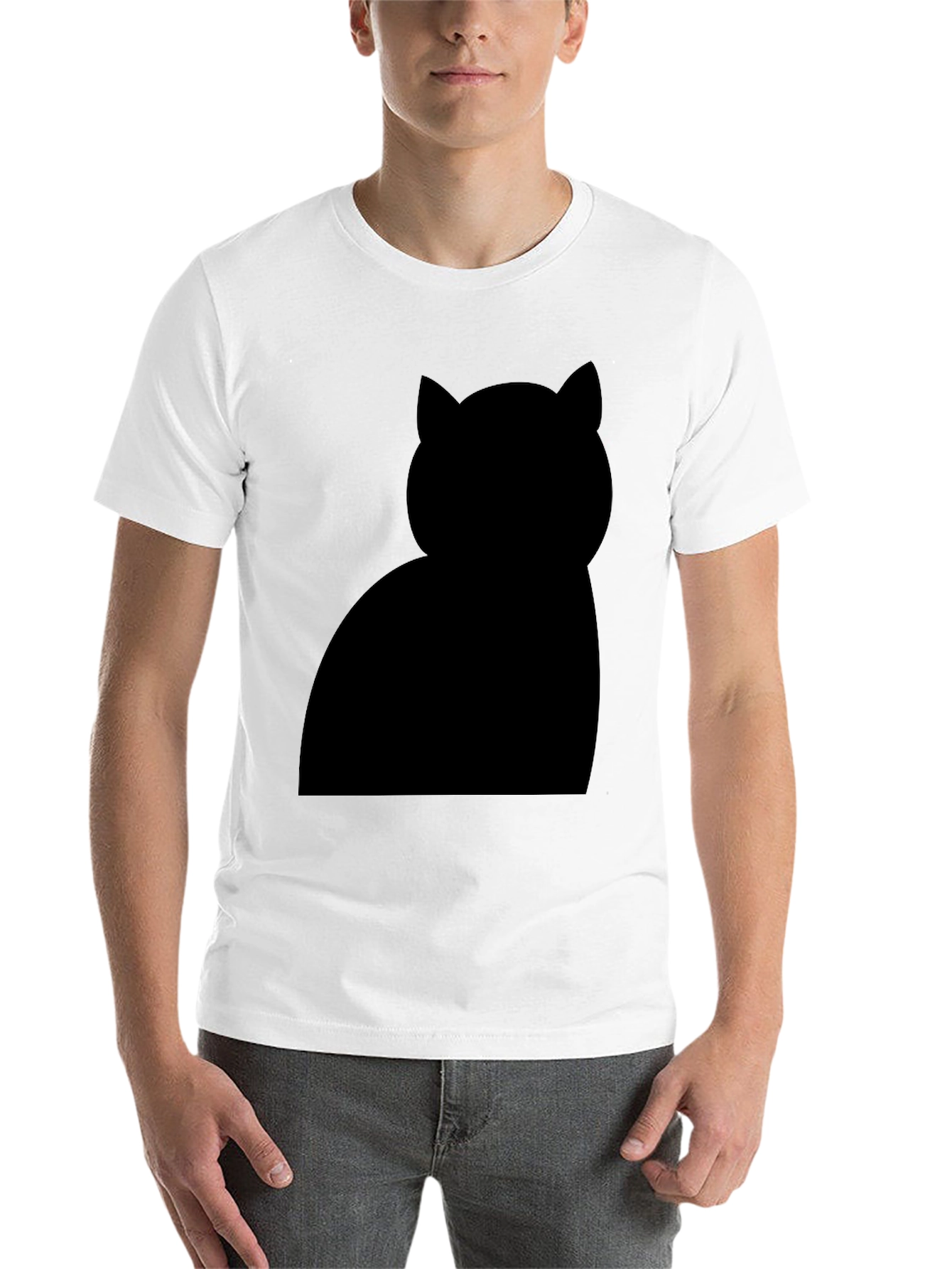 Black Black Cat Silhouette T-Shirt - Unisex Casual Tee view 14