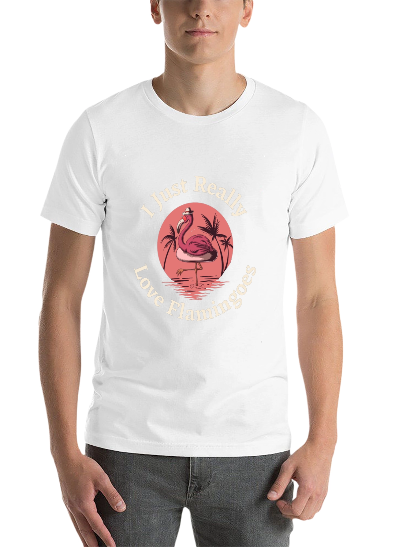 Black I Just Really Love Flamingoes Graphic T-Shirt view 14