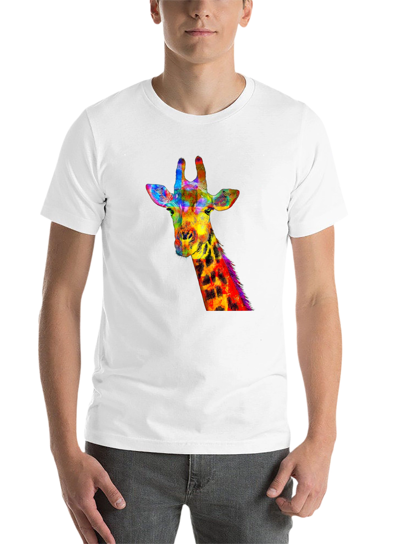 Black Vibrant Giraffe Graphic Tee - Stylish Black T-Shirt view 14