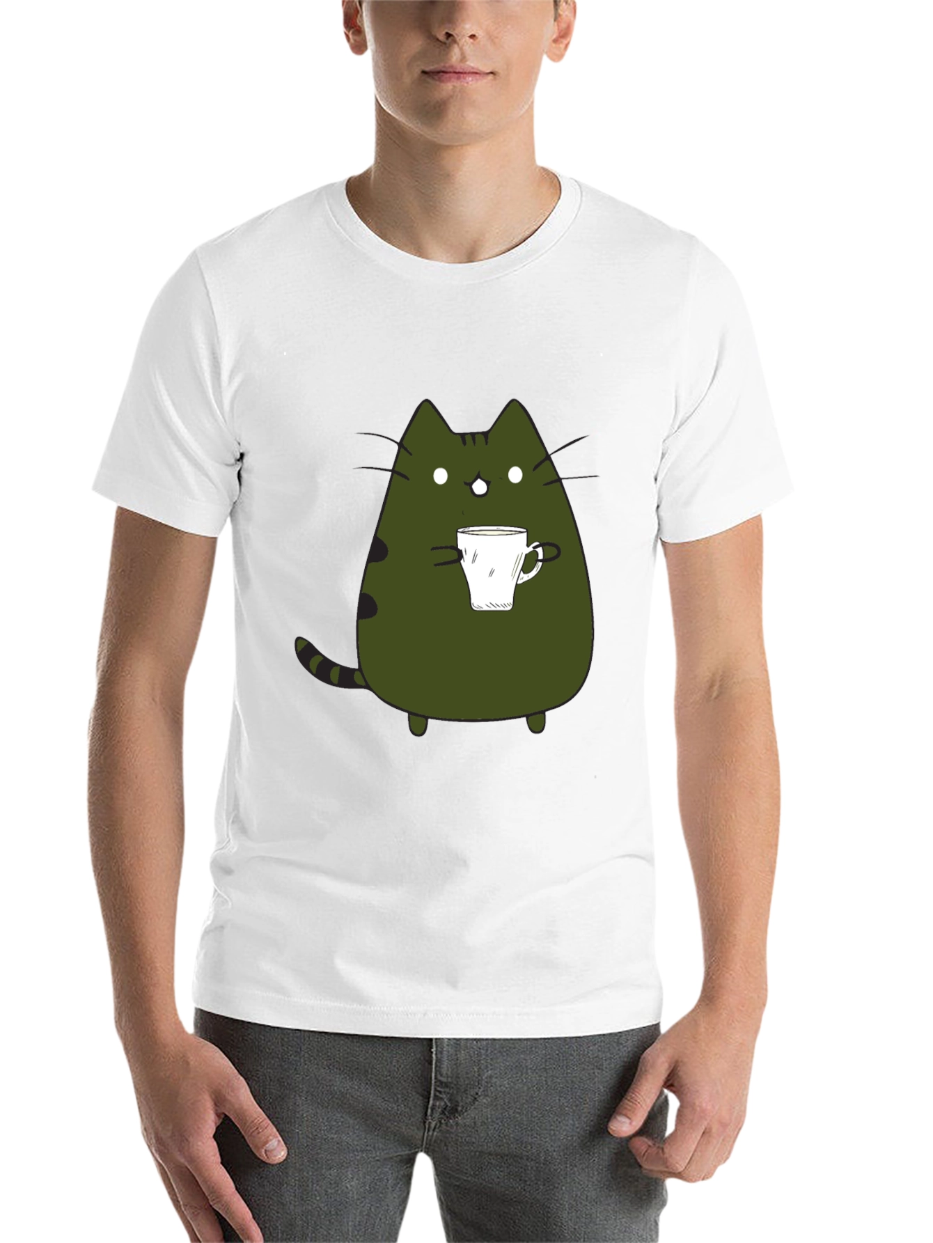 Black Cute Cat Coffee T-Shirt - Black Graphic Tee view 14