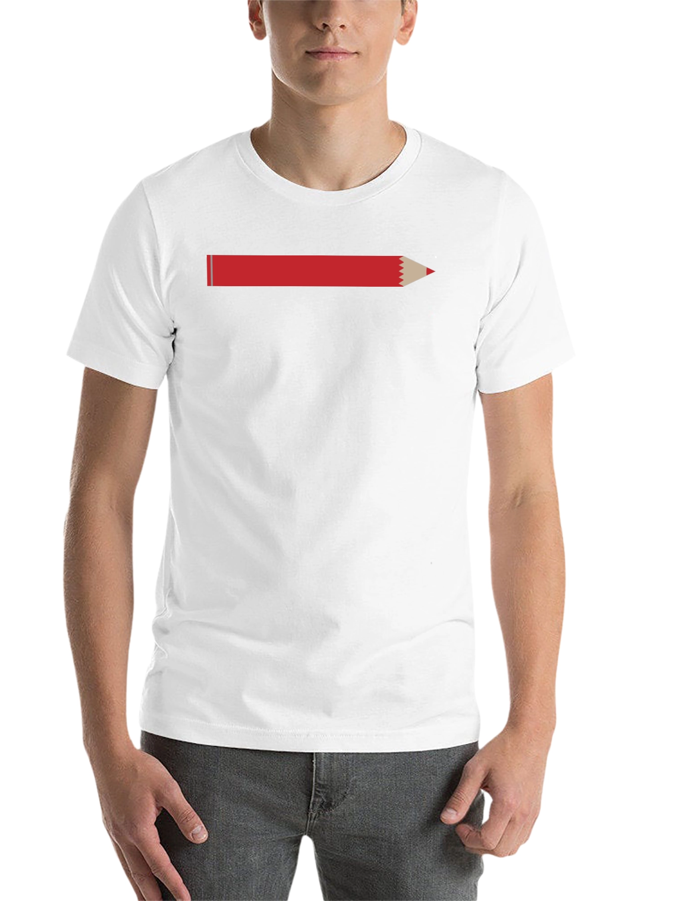 Black Red Pencil Graphic T-Shirt - Artistic Tee view 14