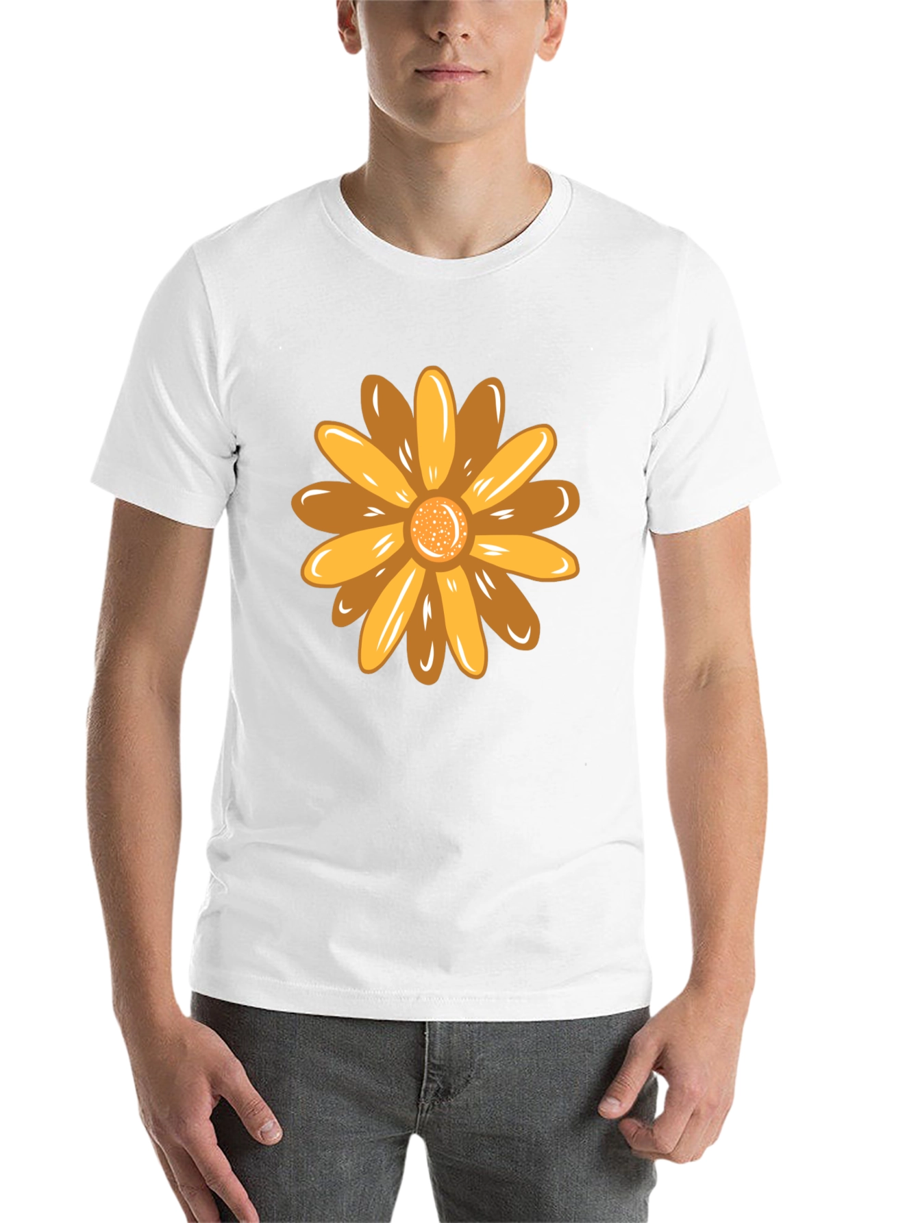 Black Golden Flower Graphic Black T-Shirt view 14