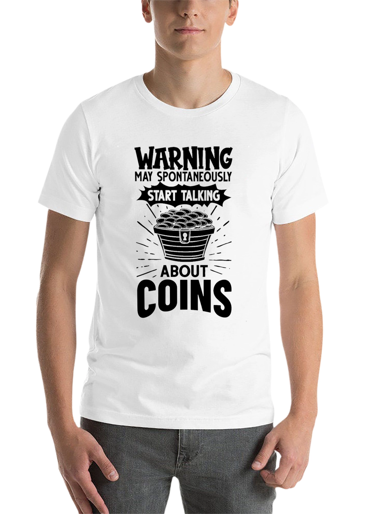 Black Warning: May Spontaneously Talk About Coins T-Shirt view 14