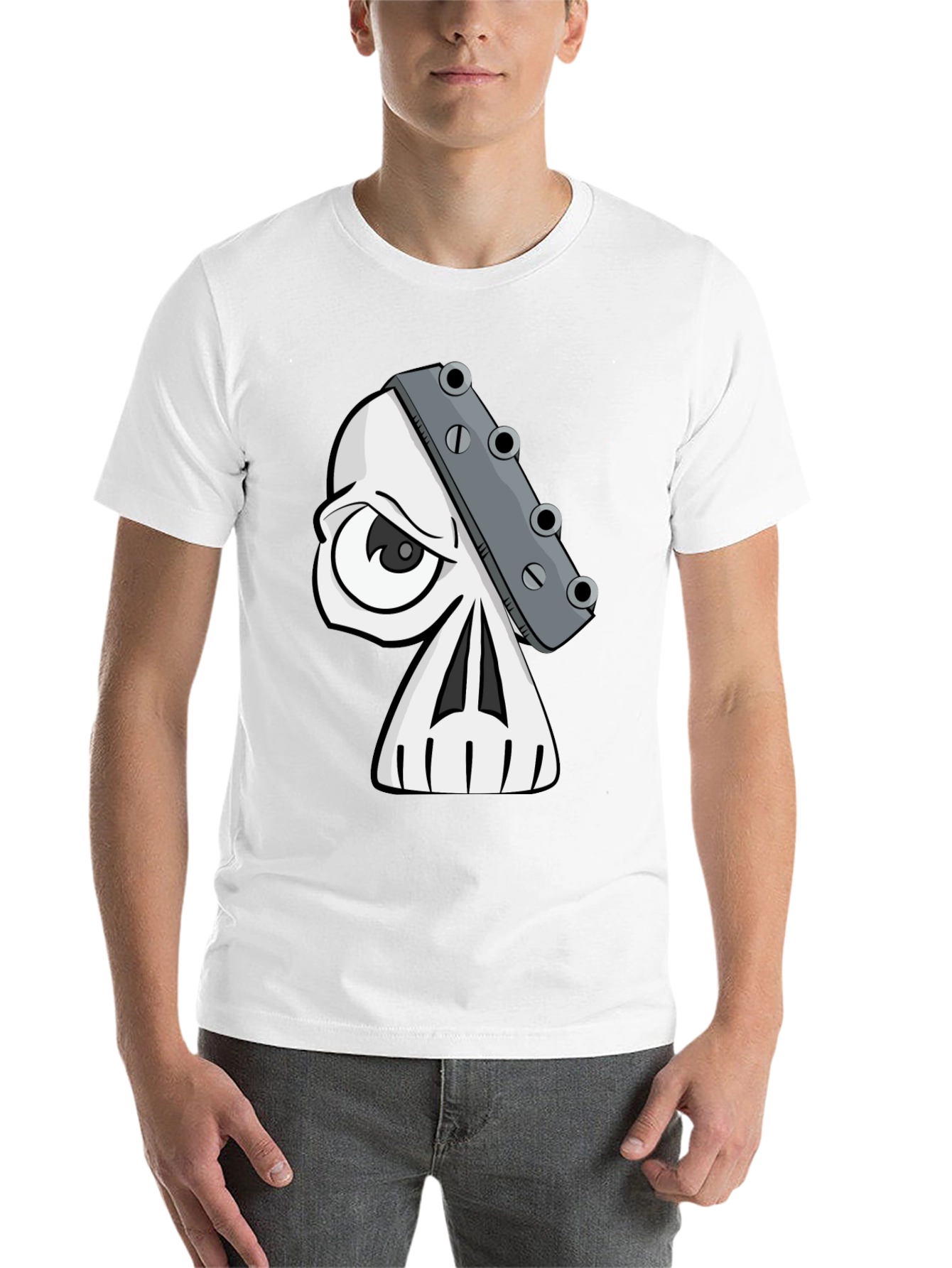 Black Skull Guitar Headstock Graphic T-Shirt view 14