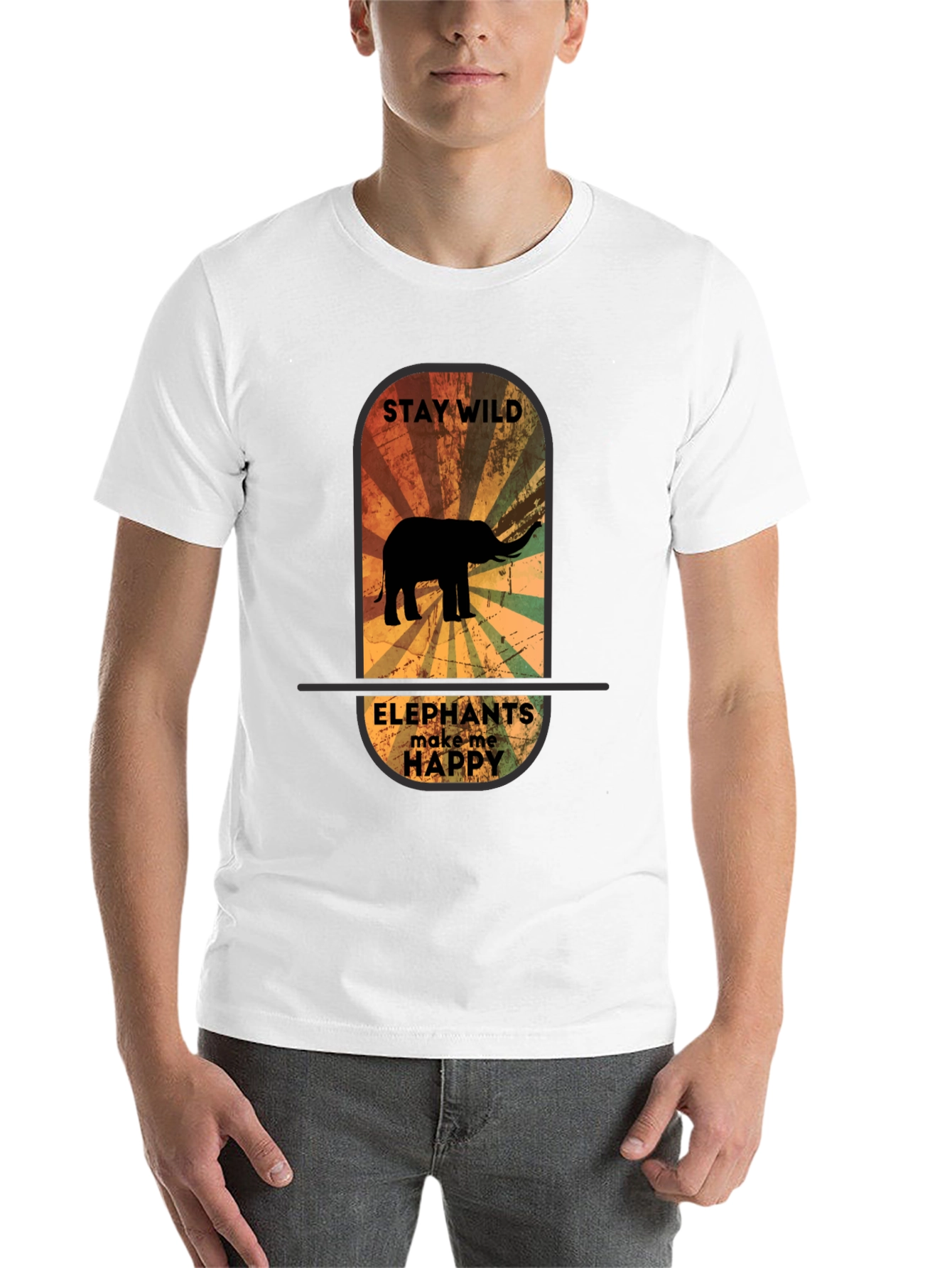 Stay Wild Elephant Graphic Tee - Unisex Black T-Shirt - 14