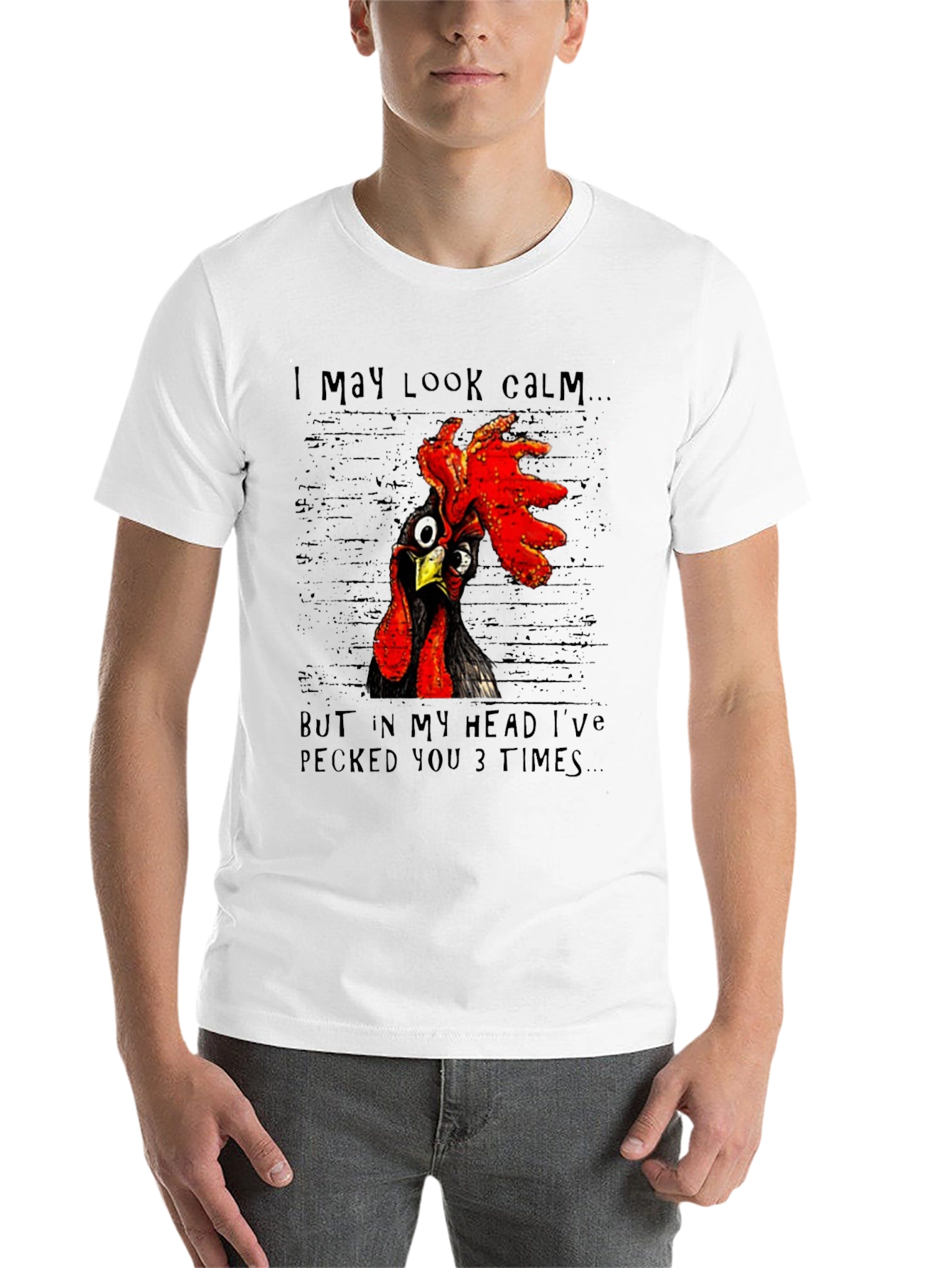 Black Funny Chicken T-Shirt - I May Look Calm view 14