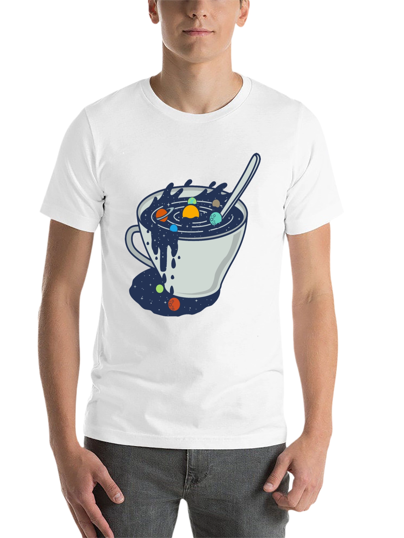 Black Cosmic Soup T-Shirt - Unique Space Design view 14