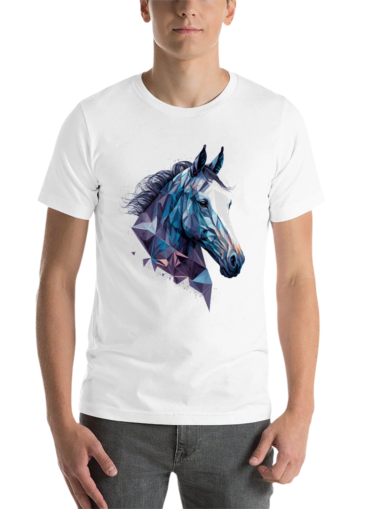 Black Geometric Horse Graphic Tee view 14