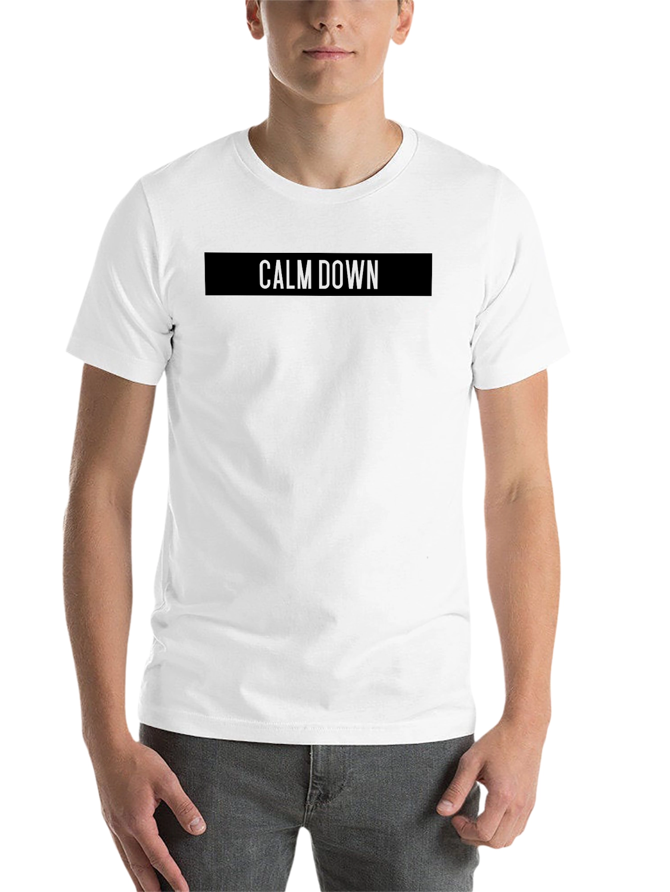 Black Calm Down Black T-Shirt - Men's Relaxed Fit view 14
