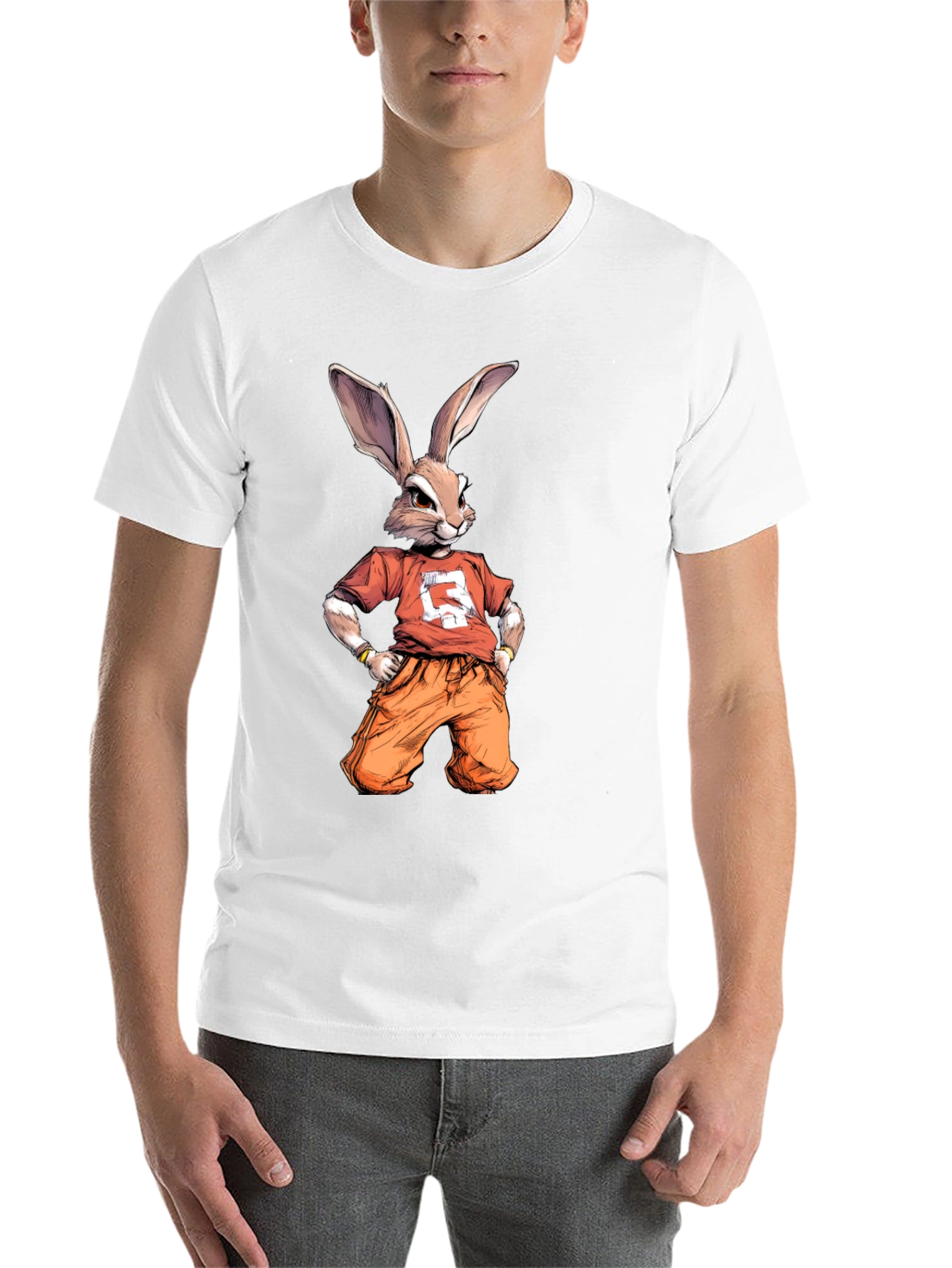 Black Cool Rabbit Graphic T-Shirt - Urban Streetwear Style view 14